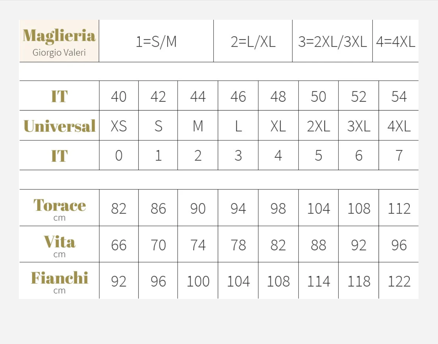 La vestibilità perfetta inizia dalla tua taglia