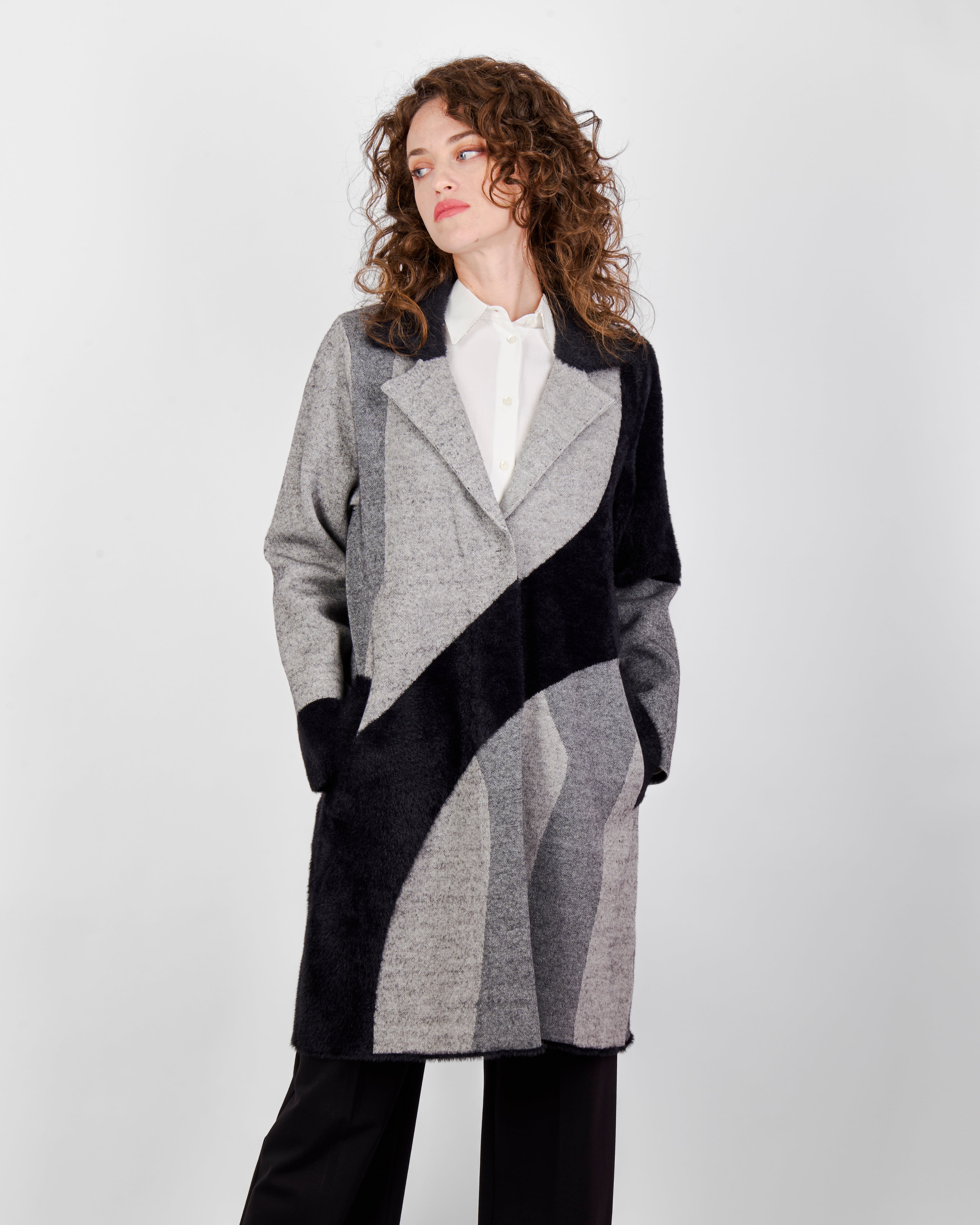 Cappotto intarsio geometrico 2616