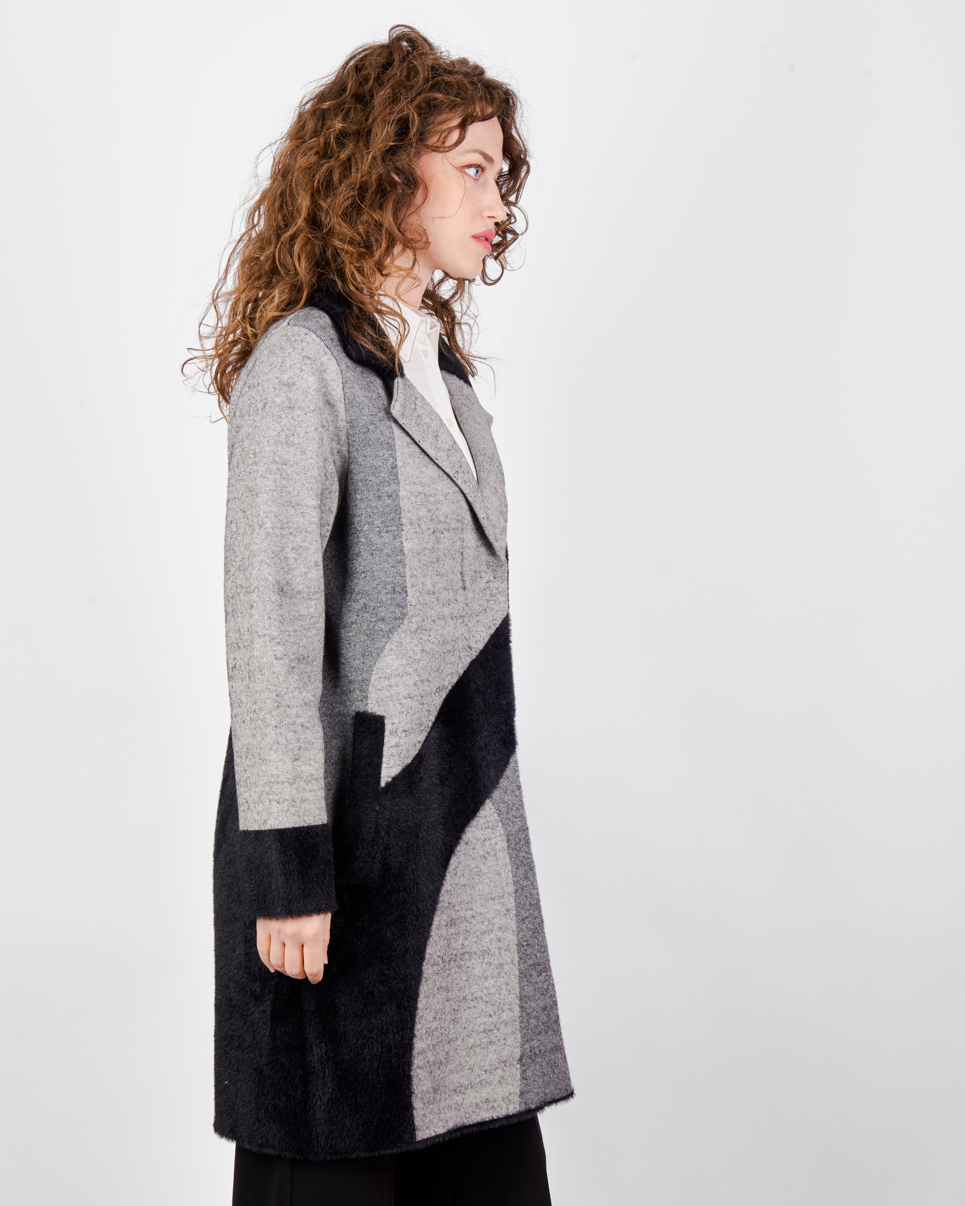 Cappotto intarsio geometrico 2616