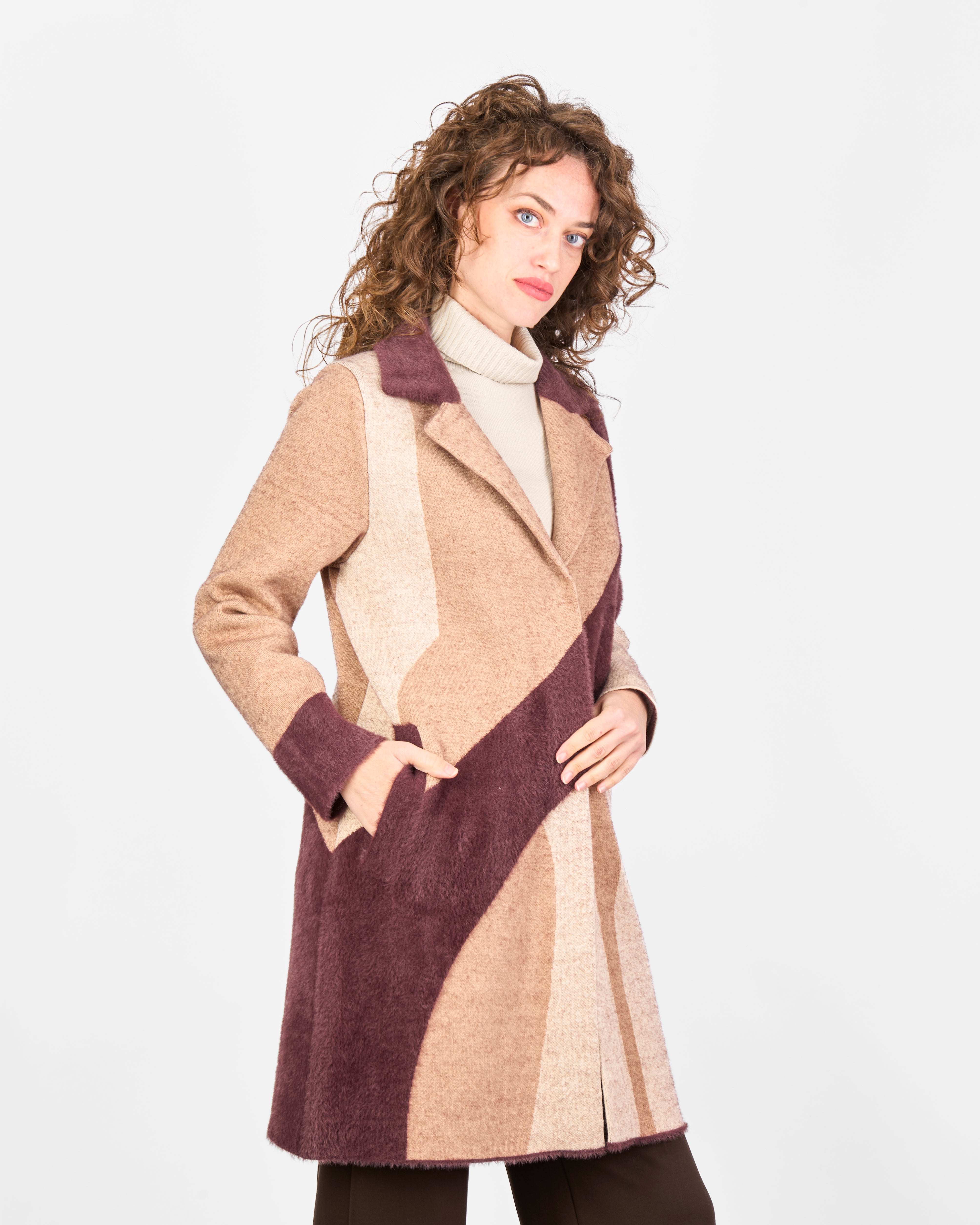 Cappotto intarsio geometrico 2616