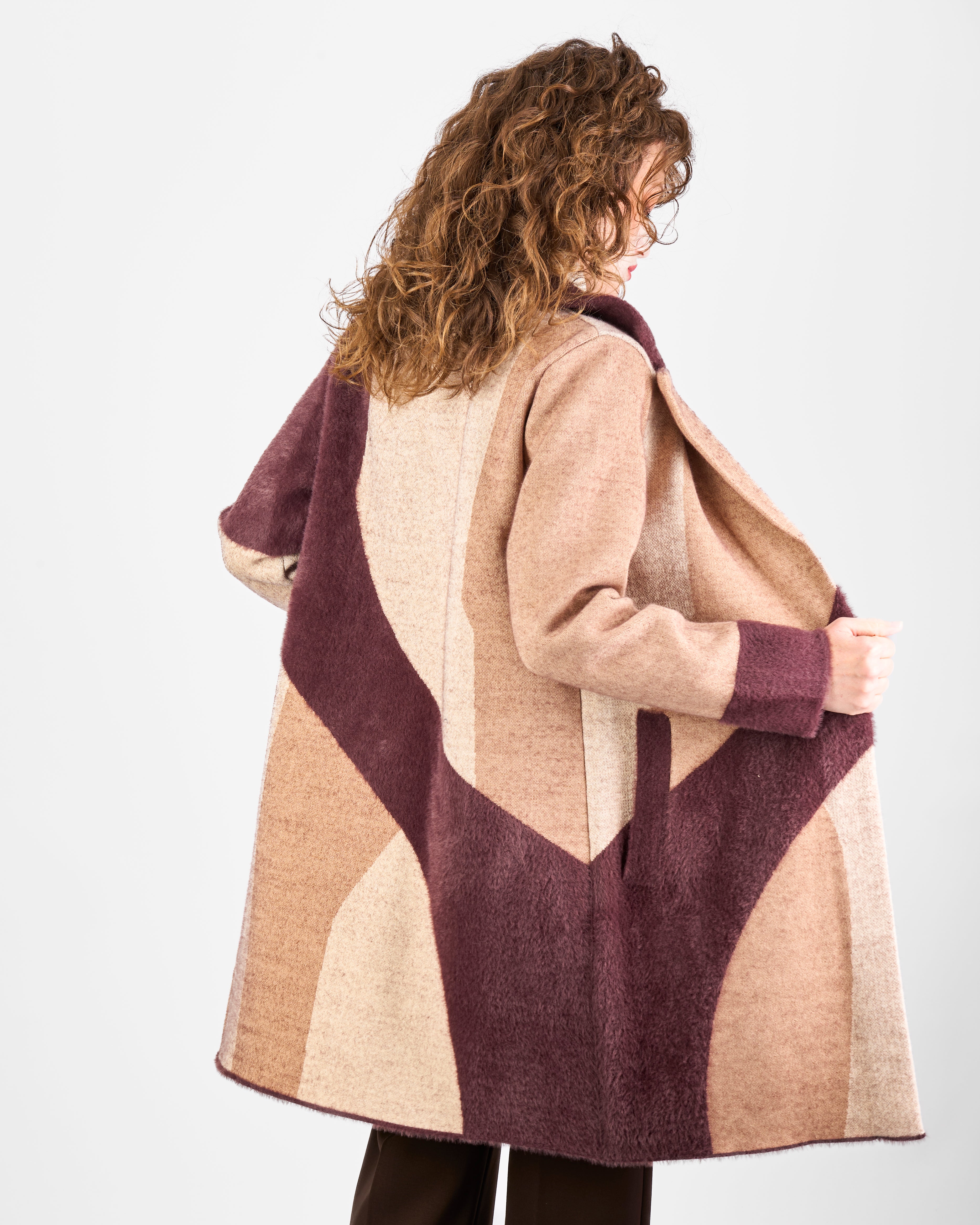 Cappotto intarsio geometrico 2616