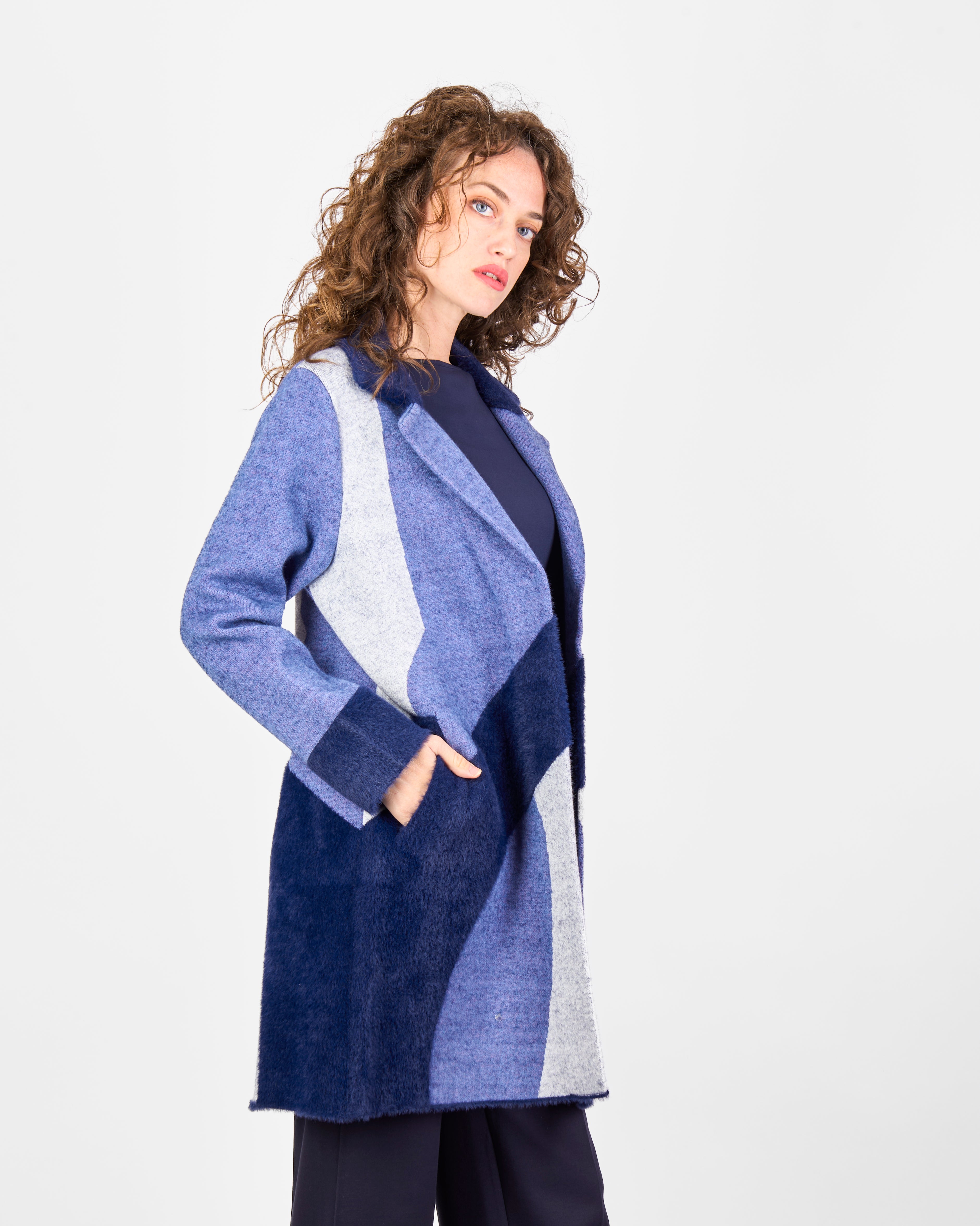Cappotto intarsio geometrico 2616
