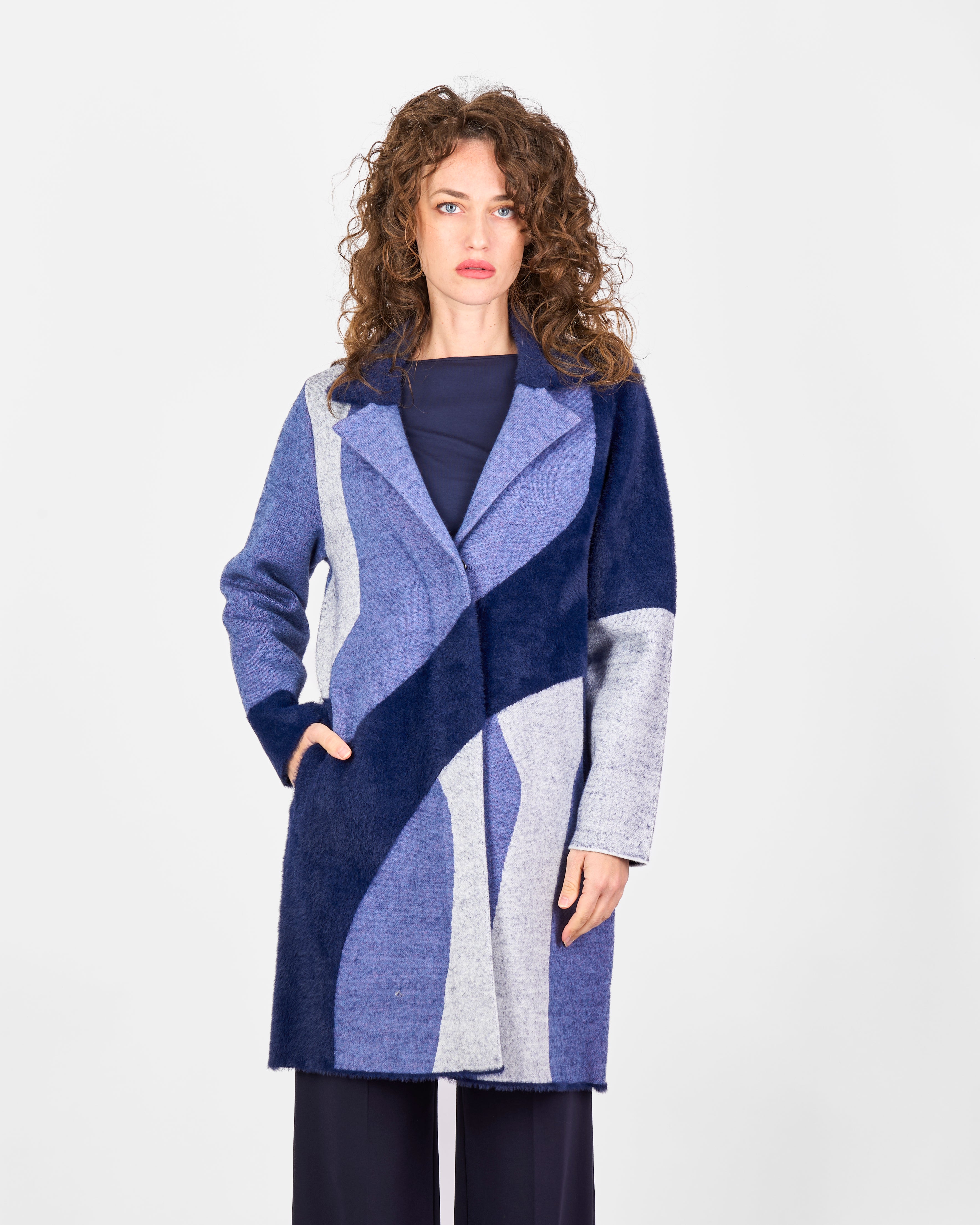 Cappotto intarsio geometrico 2616