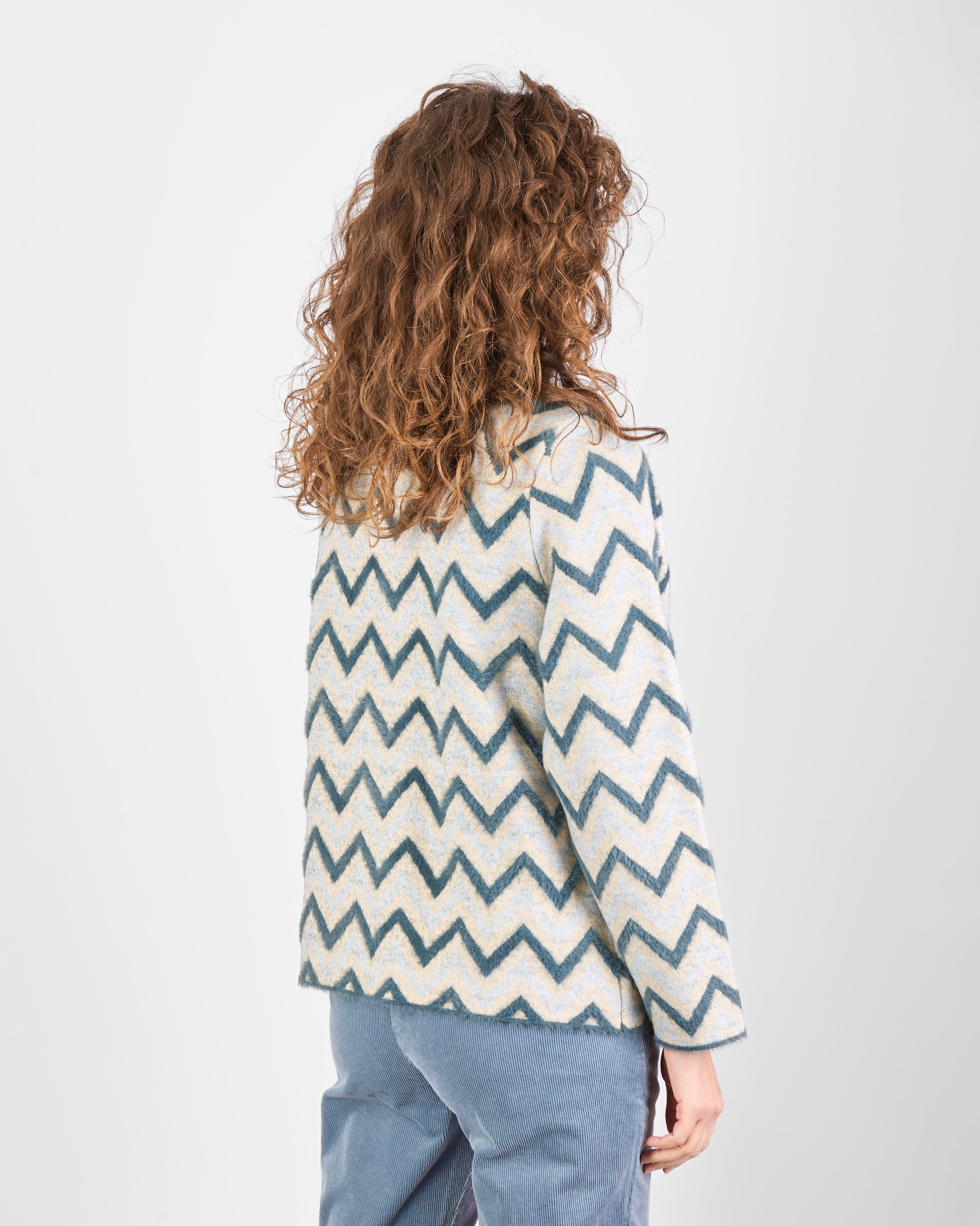 Cappottino corto con tasche jaquard spigato 2624