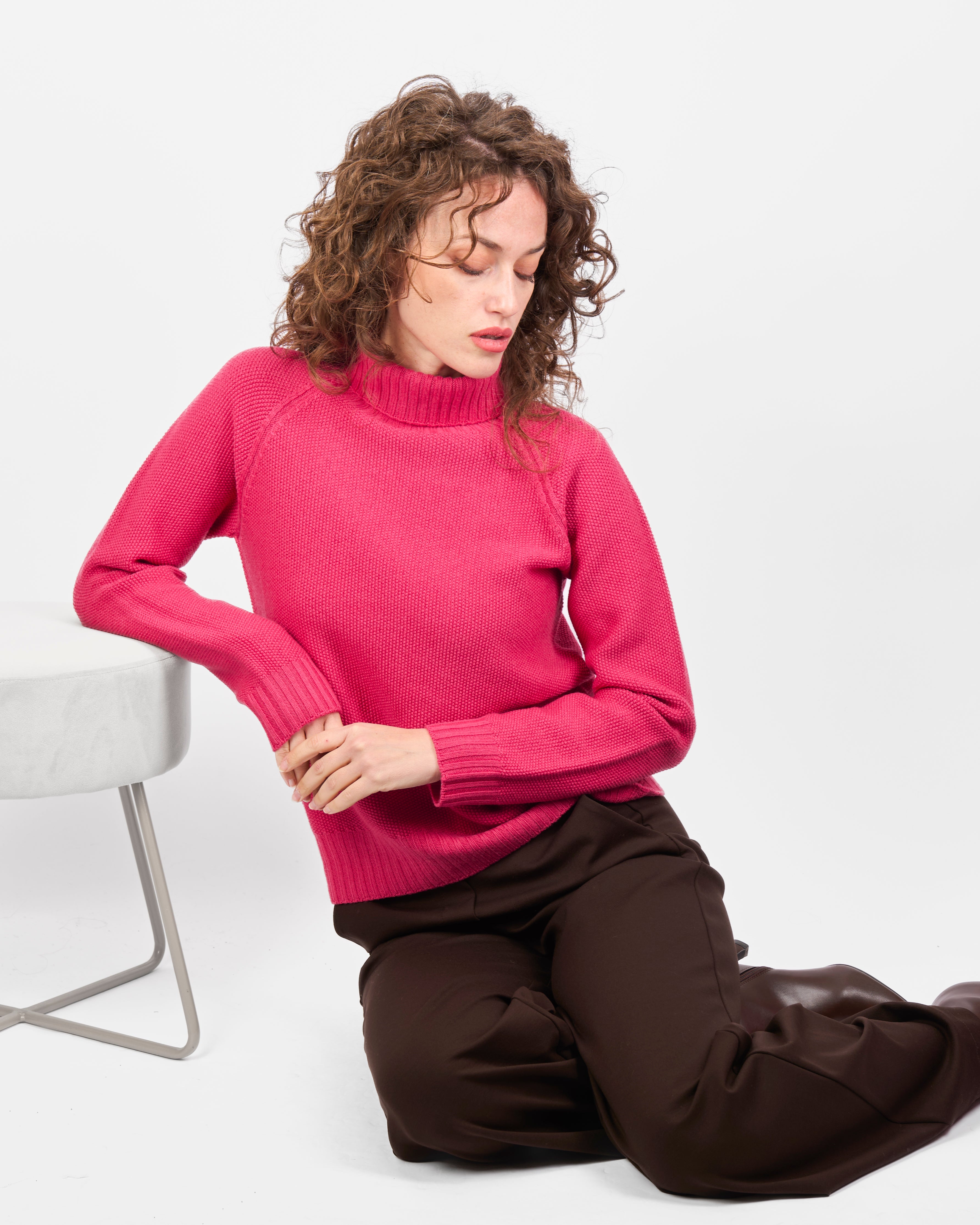 Maglia pura lana dolcevita punto riso Z9504