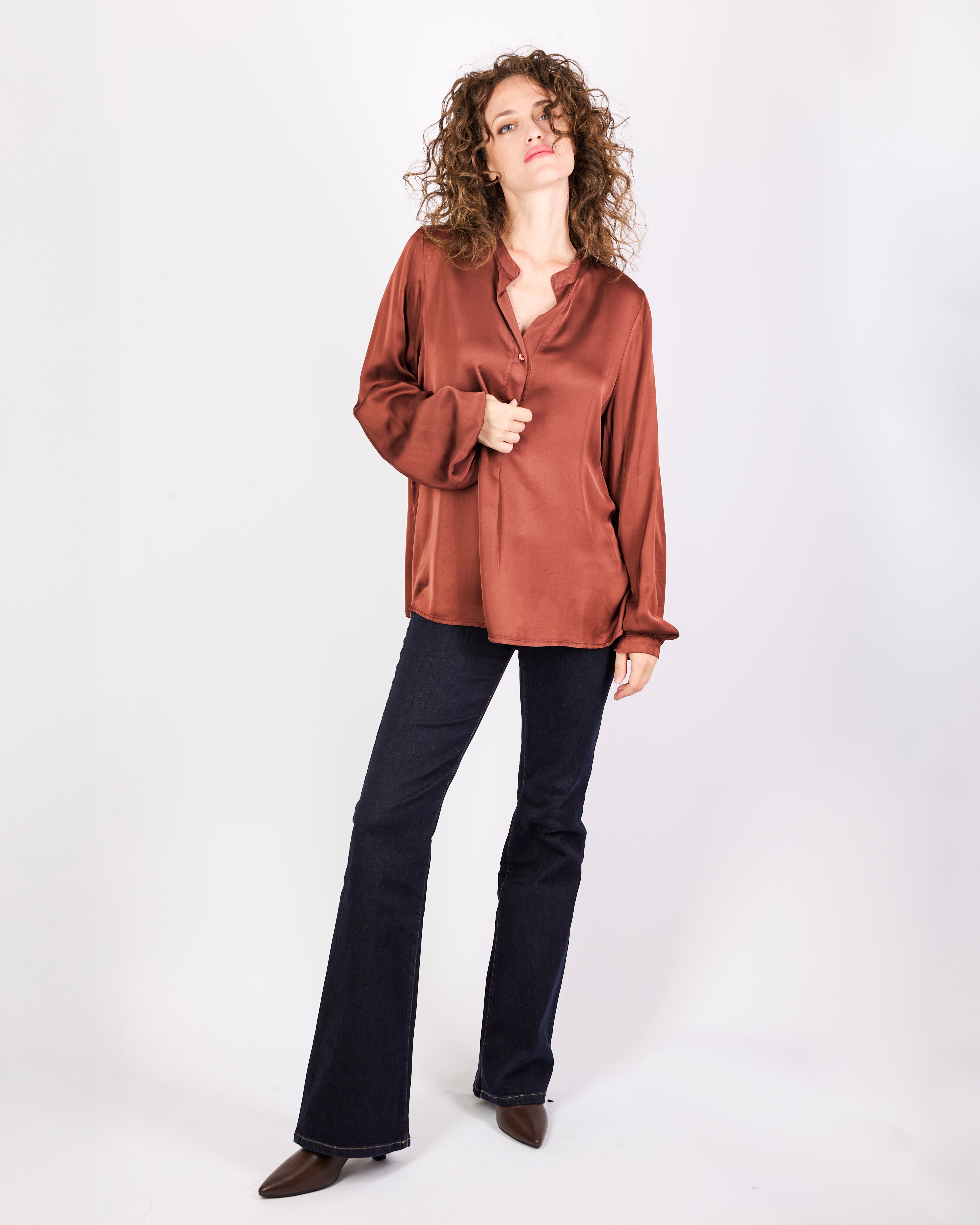 Blusa coreana over RASO BOTTONI