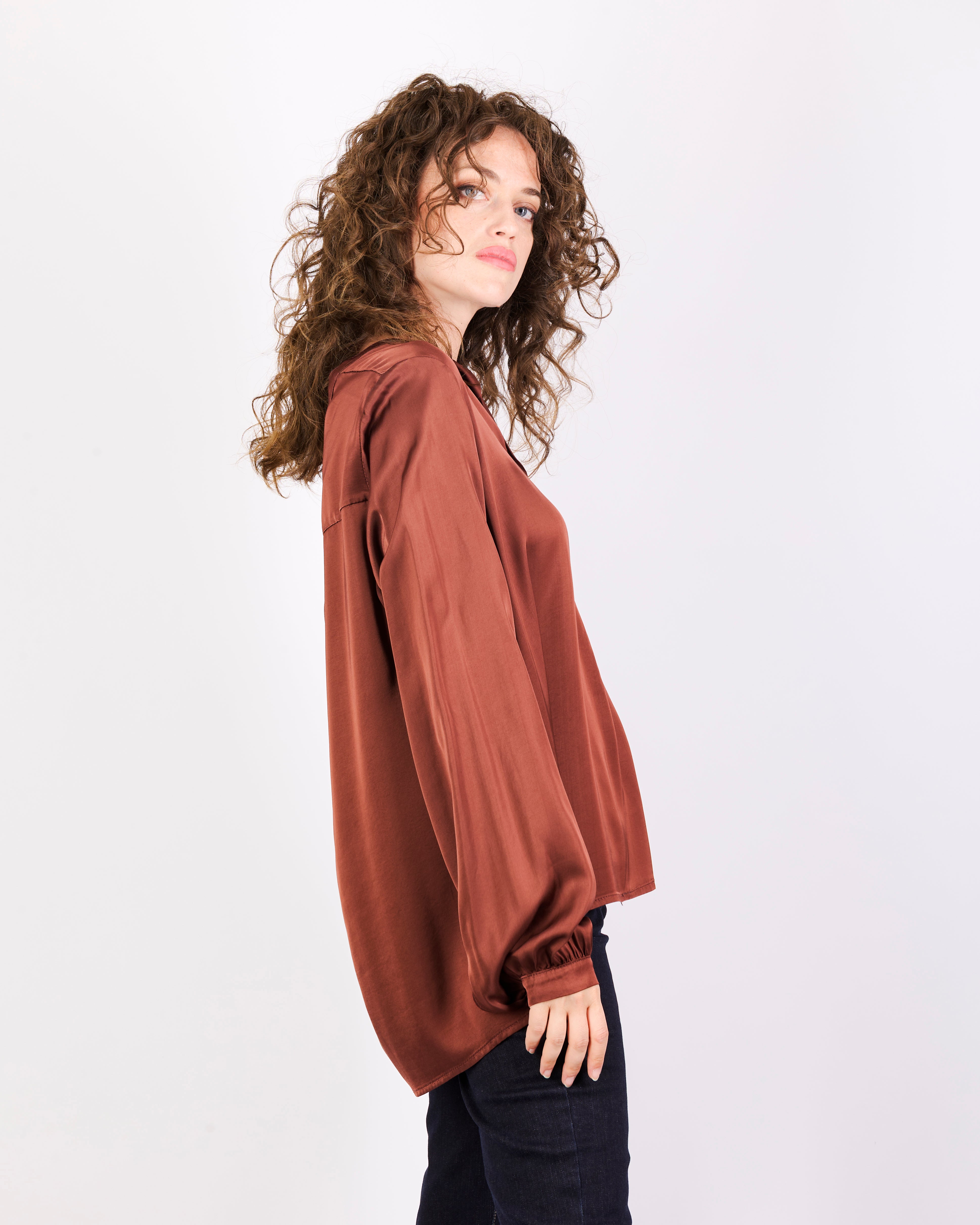 Blusa coreana over RASO BOTTONI