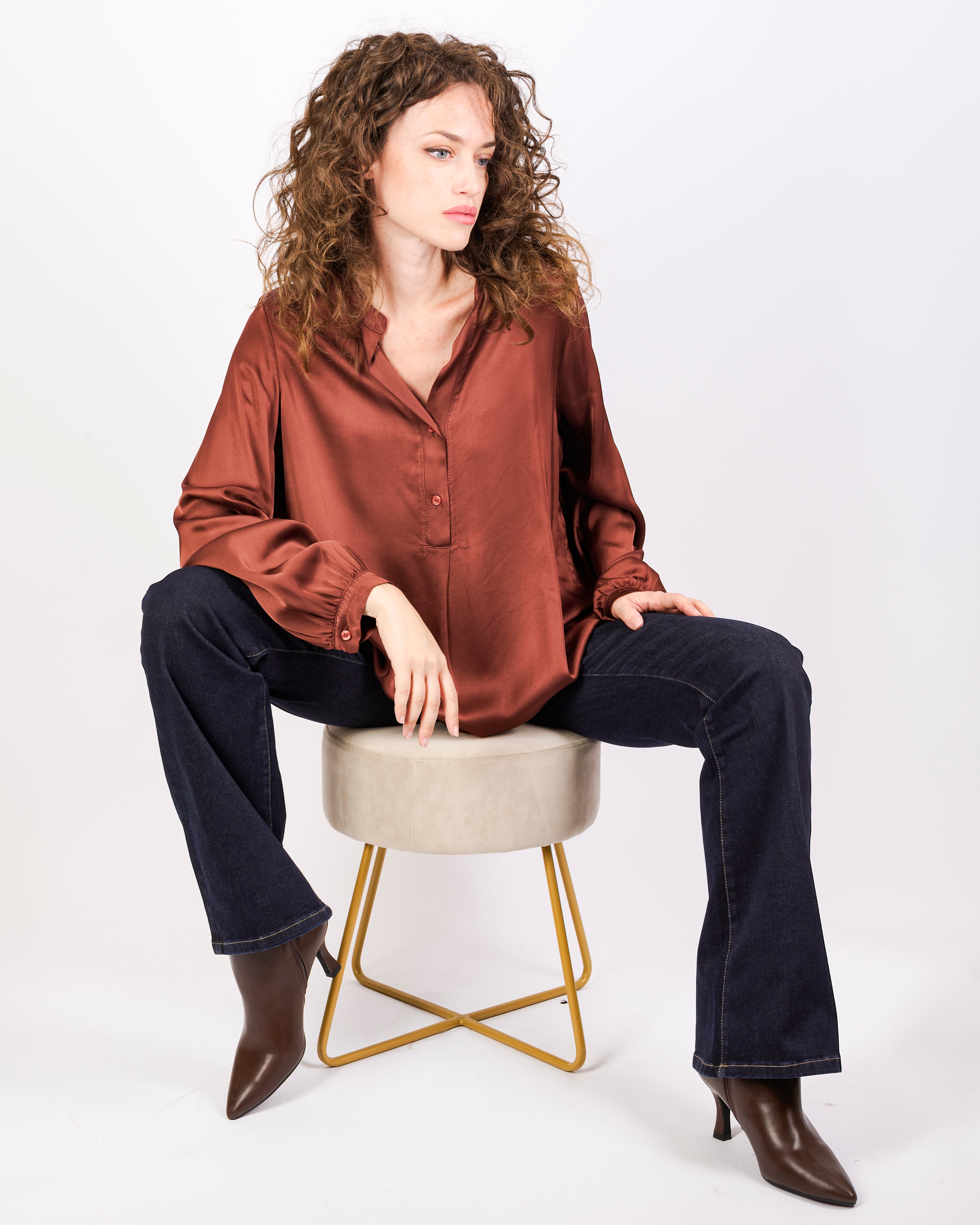 Blusa coreana over RASO BOTTONI