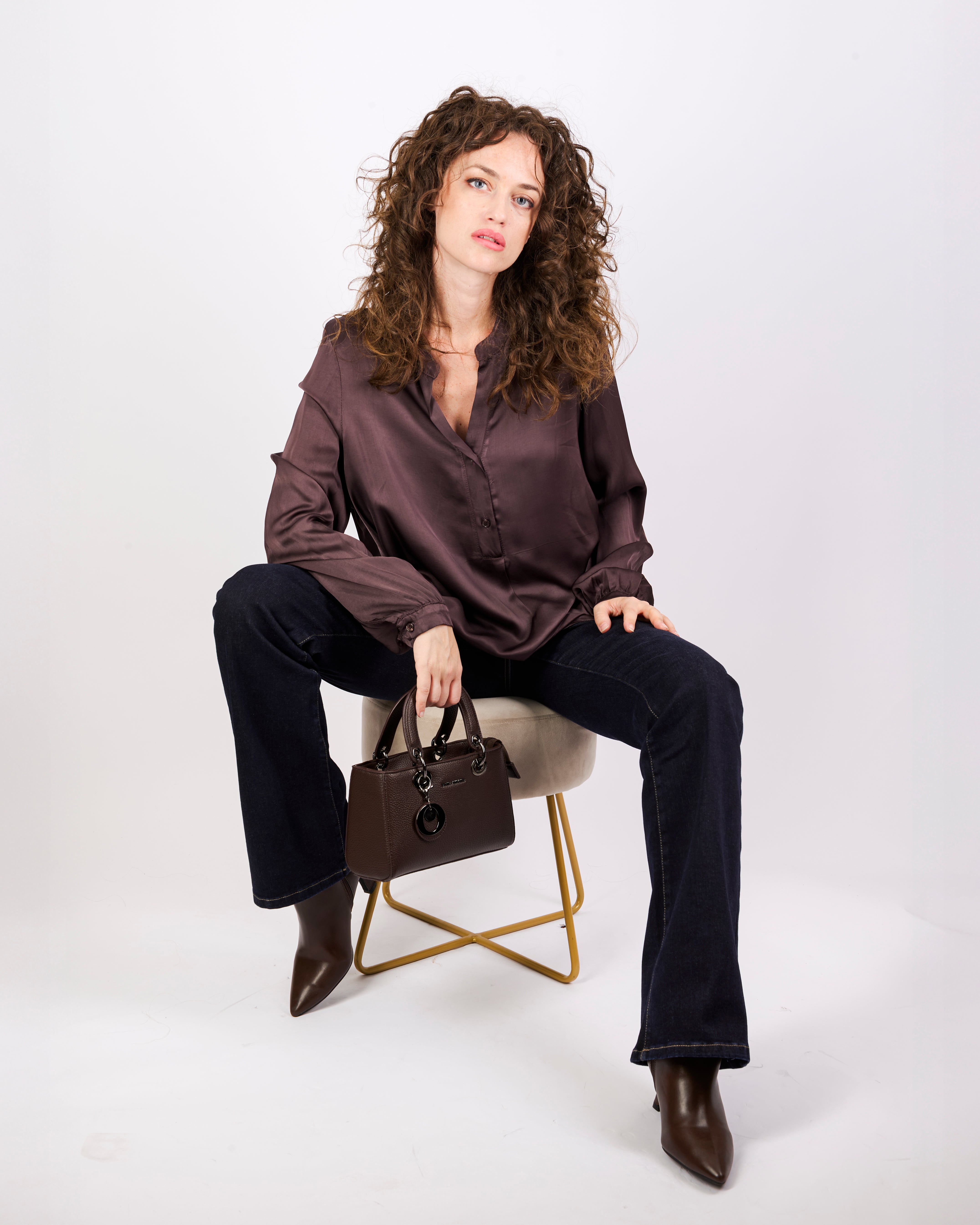 Blusa coreana over RASO BOTTONI