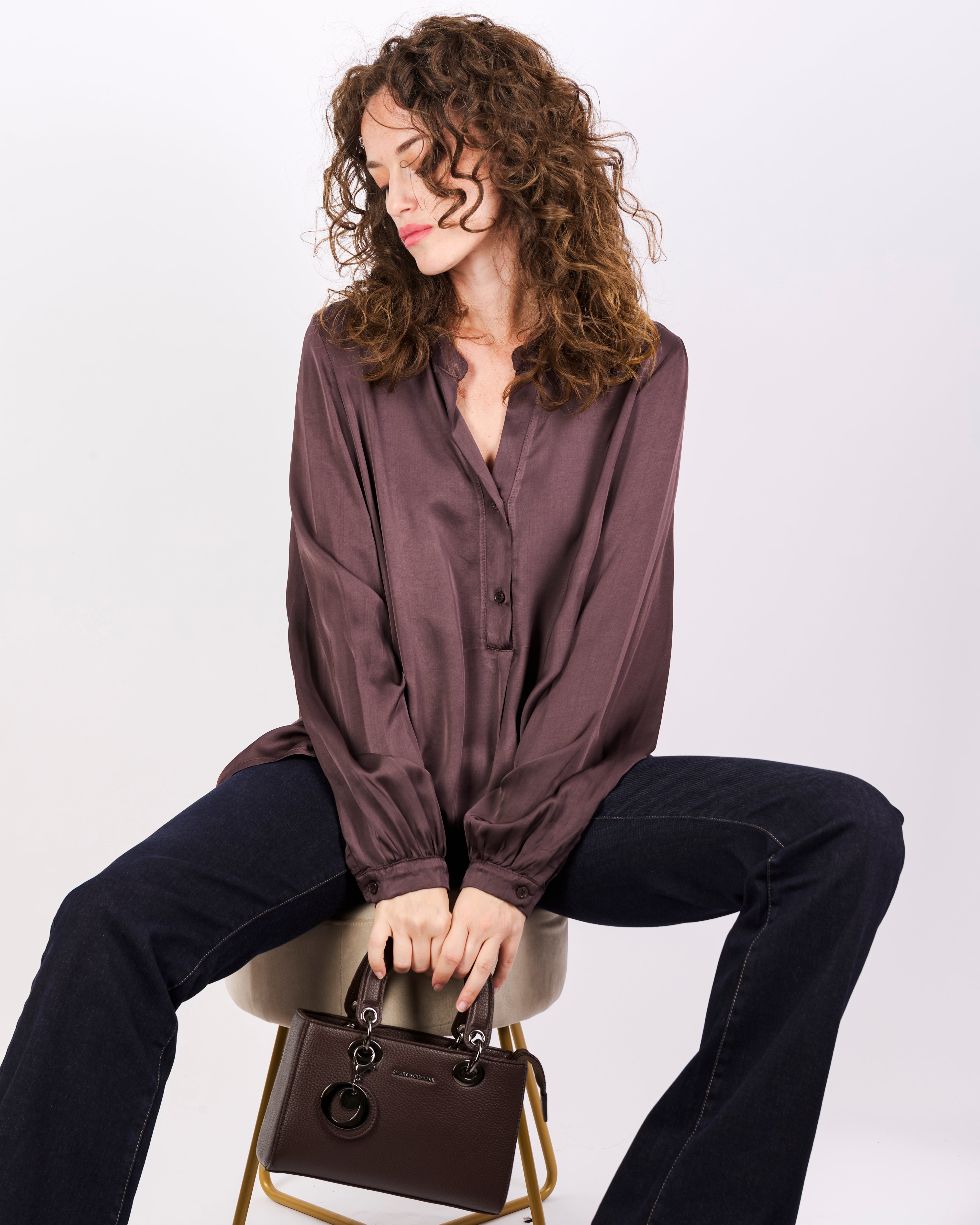 Blusa coreana over RASO BOTTONI