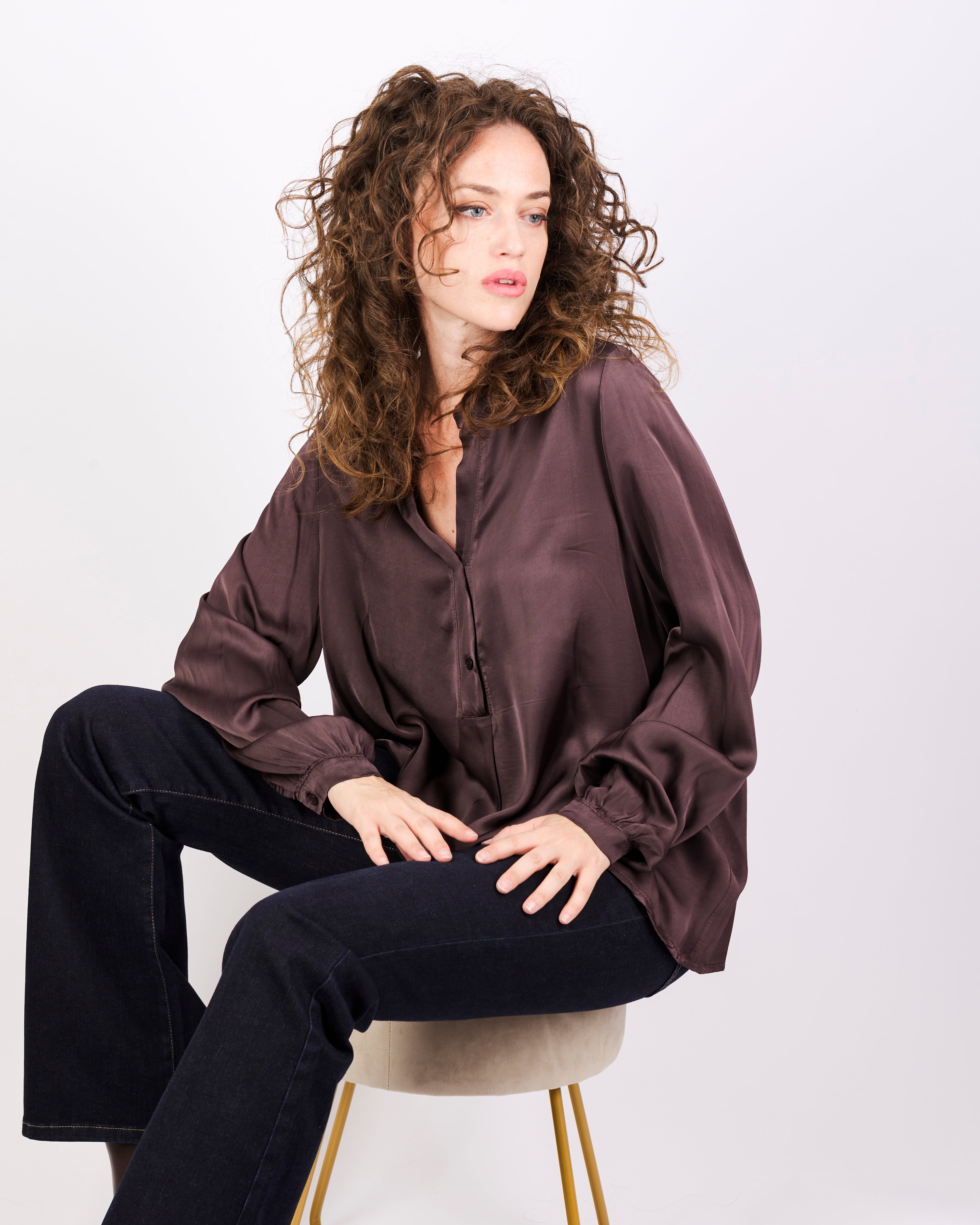 Blusa coreana over RASO BOTTONI