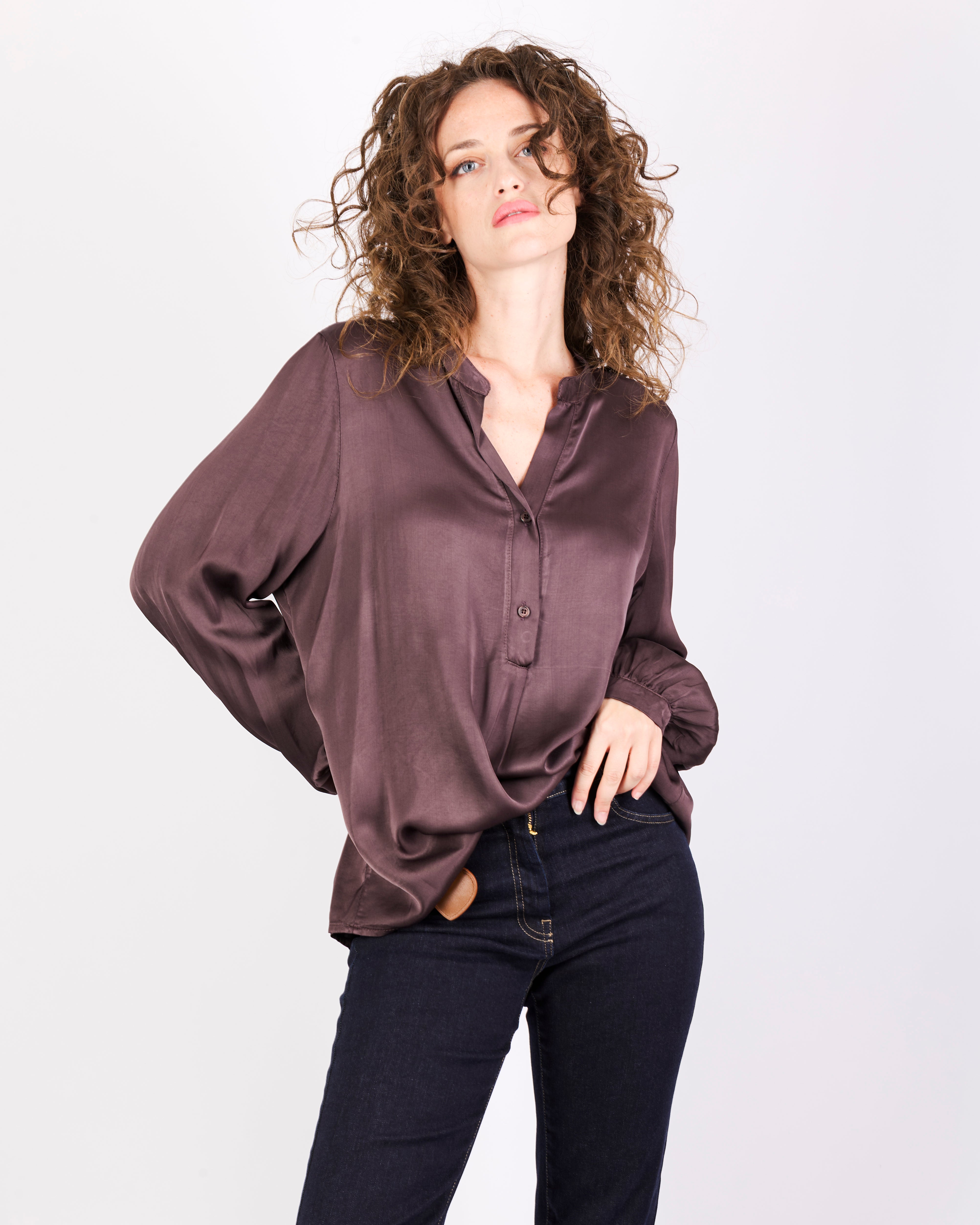 Blusa coreana over RASO BOTTONI