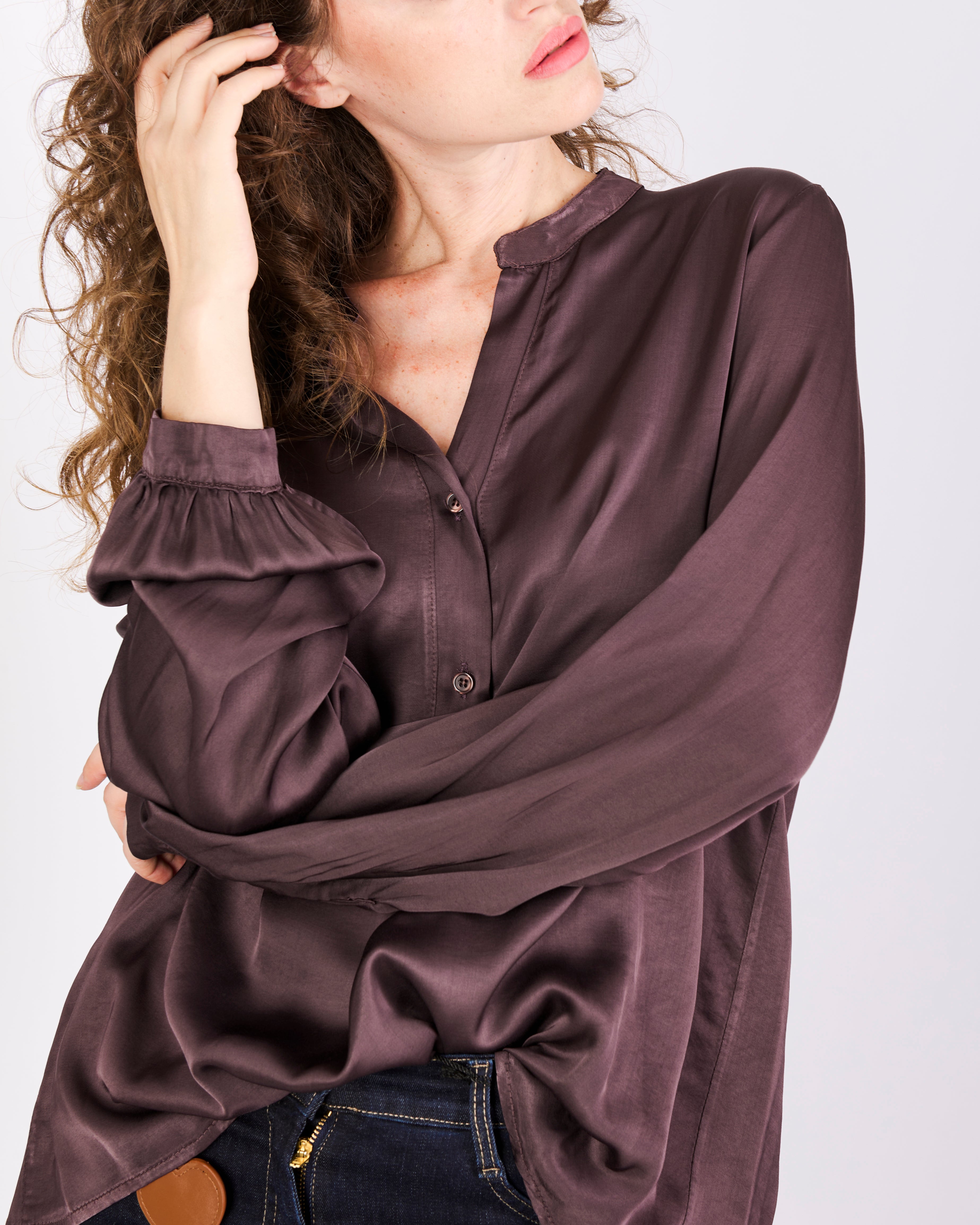 Blusa coreana over RASO BOTTONI