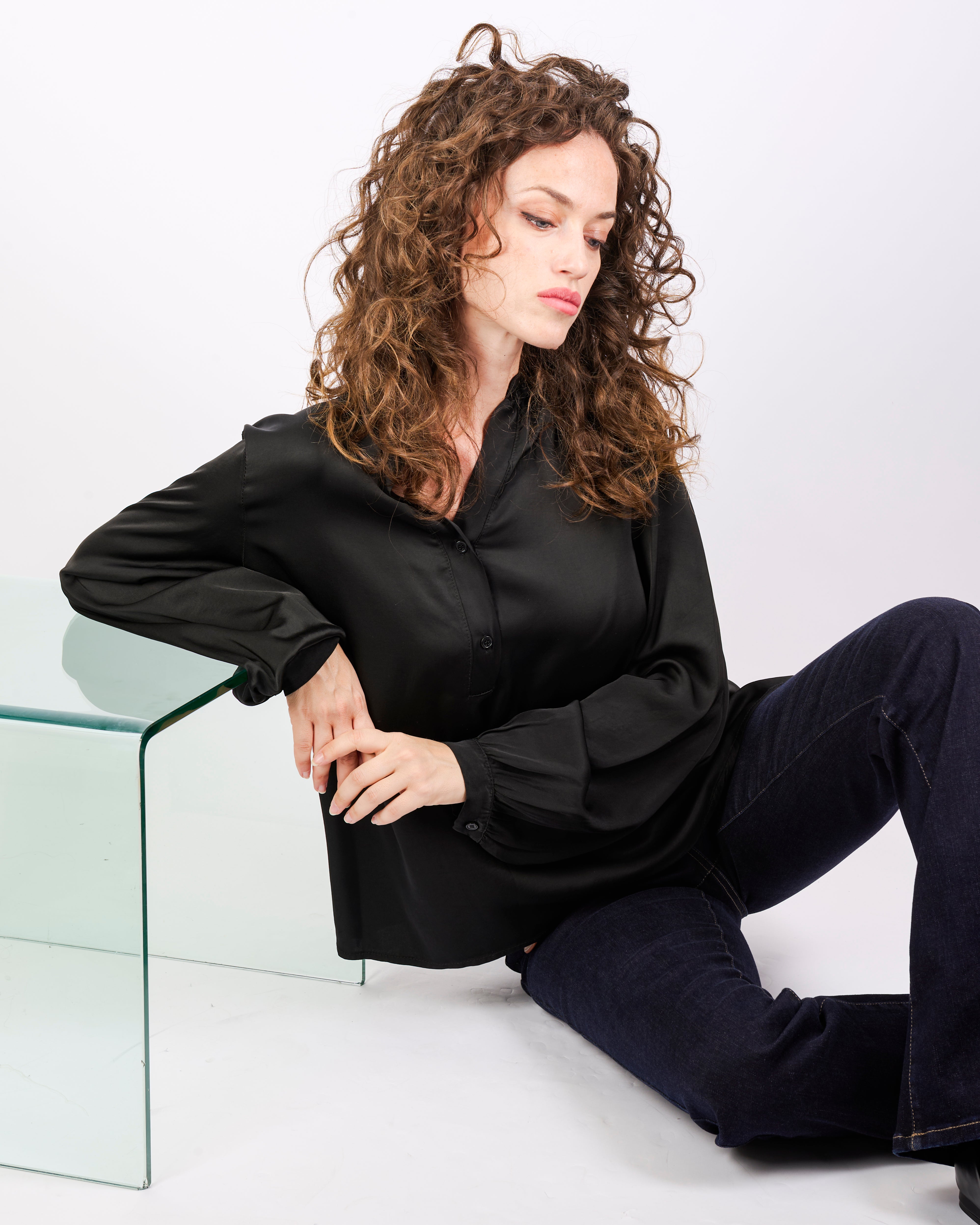 Blusa coreana over RASO BOTTONI