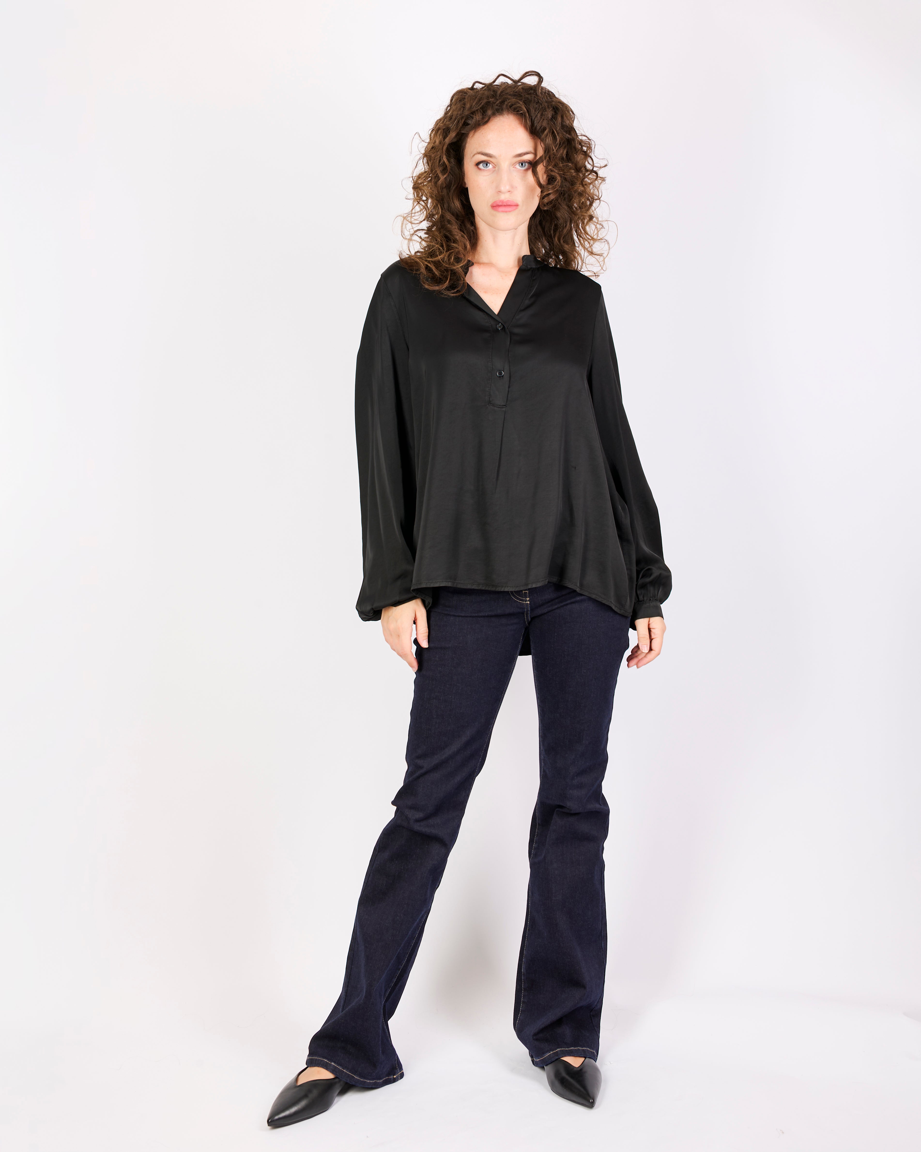 Blusa coreana over RASO BOTTONI