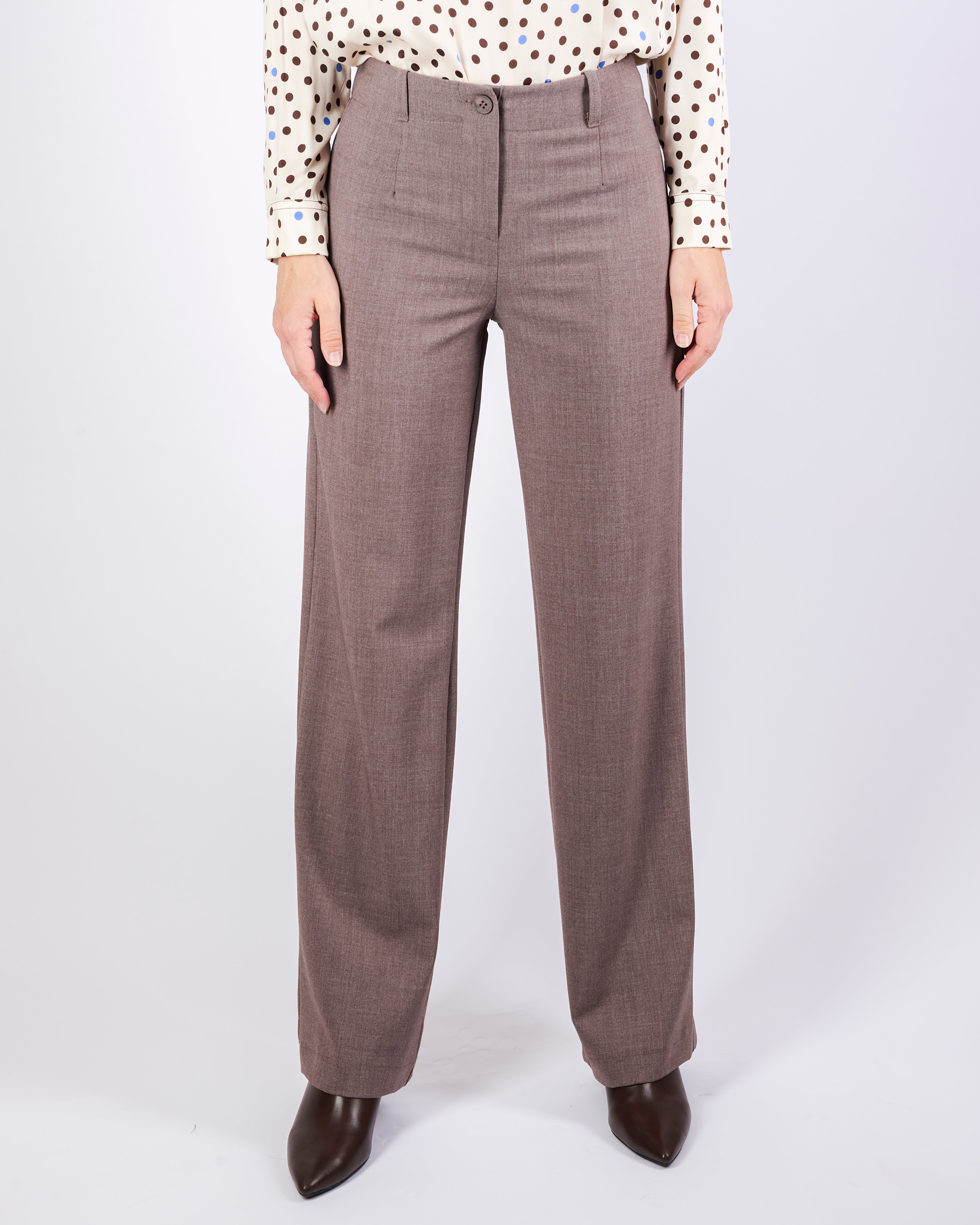 Pantalone fresco lana largo zip e bottone H143/25