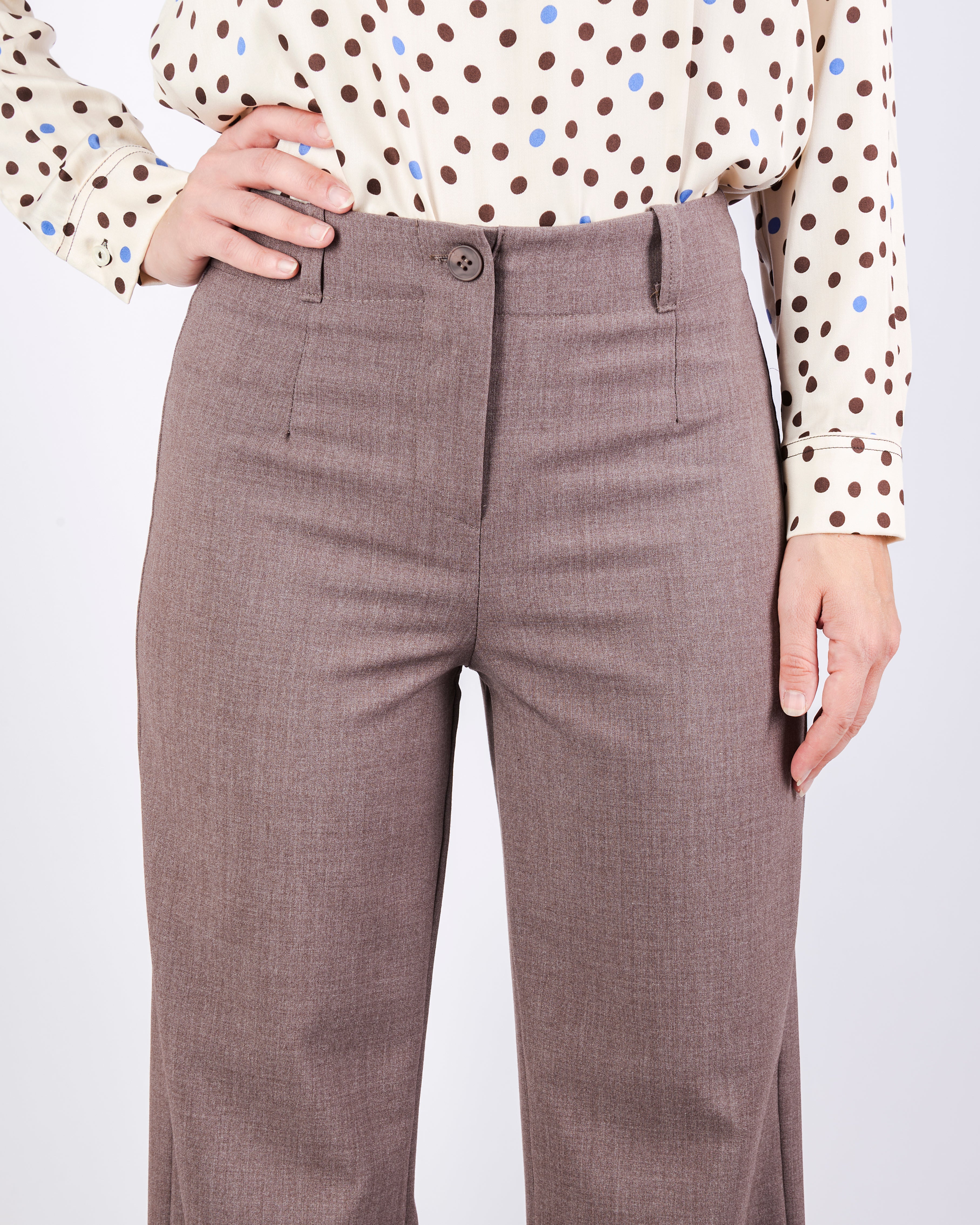 Pantalone fresco lana largo zip e bottone H143/25