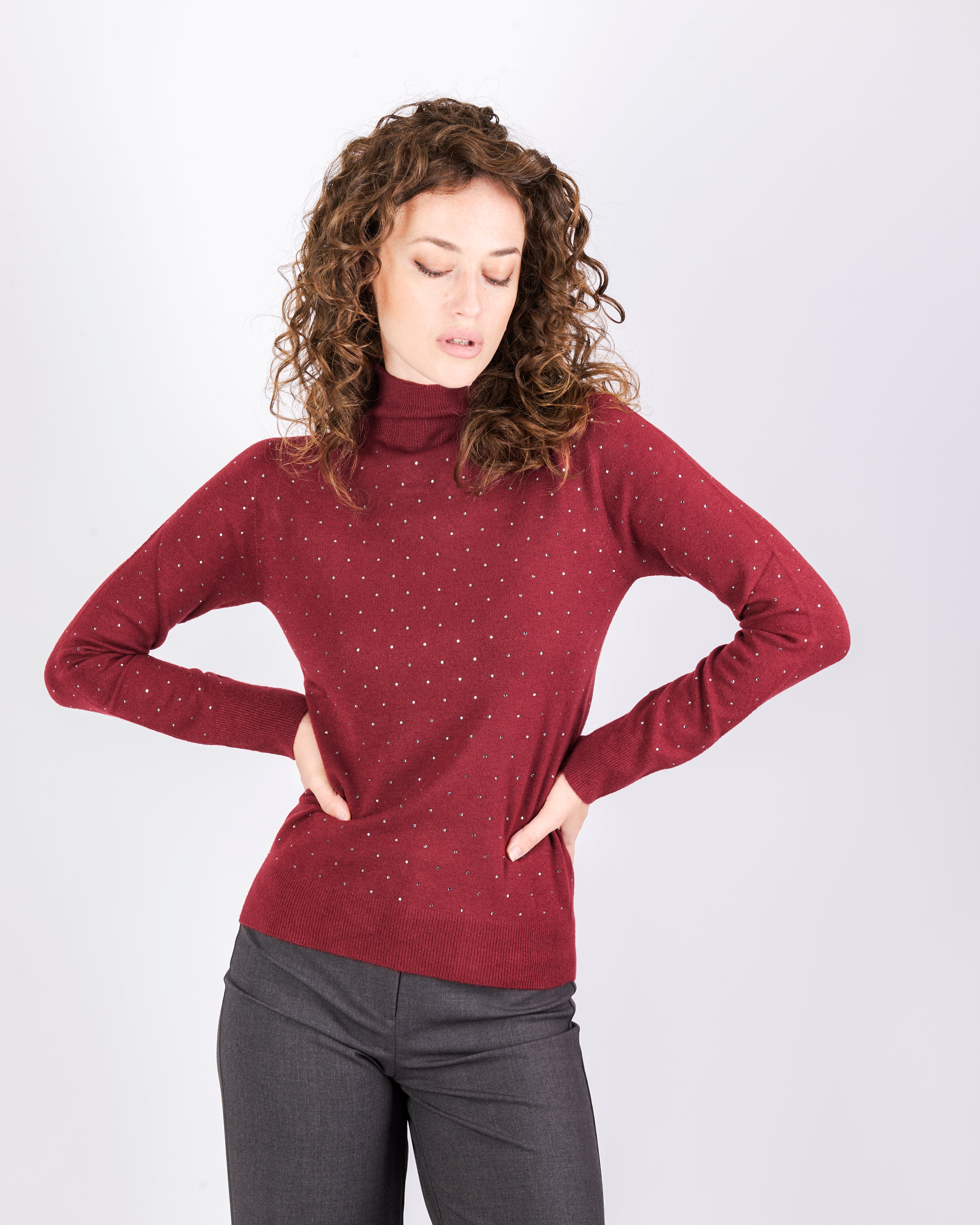 Maglia mezzo collo punti luce all over PA9043