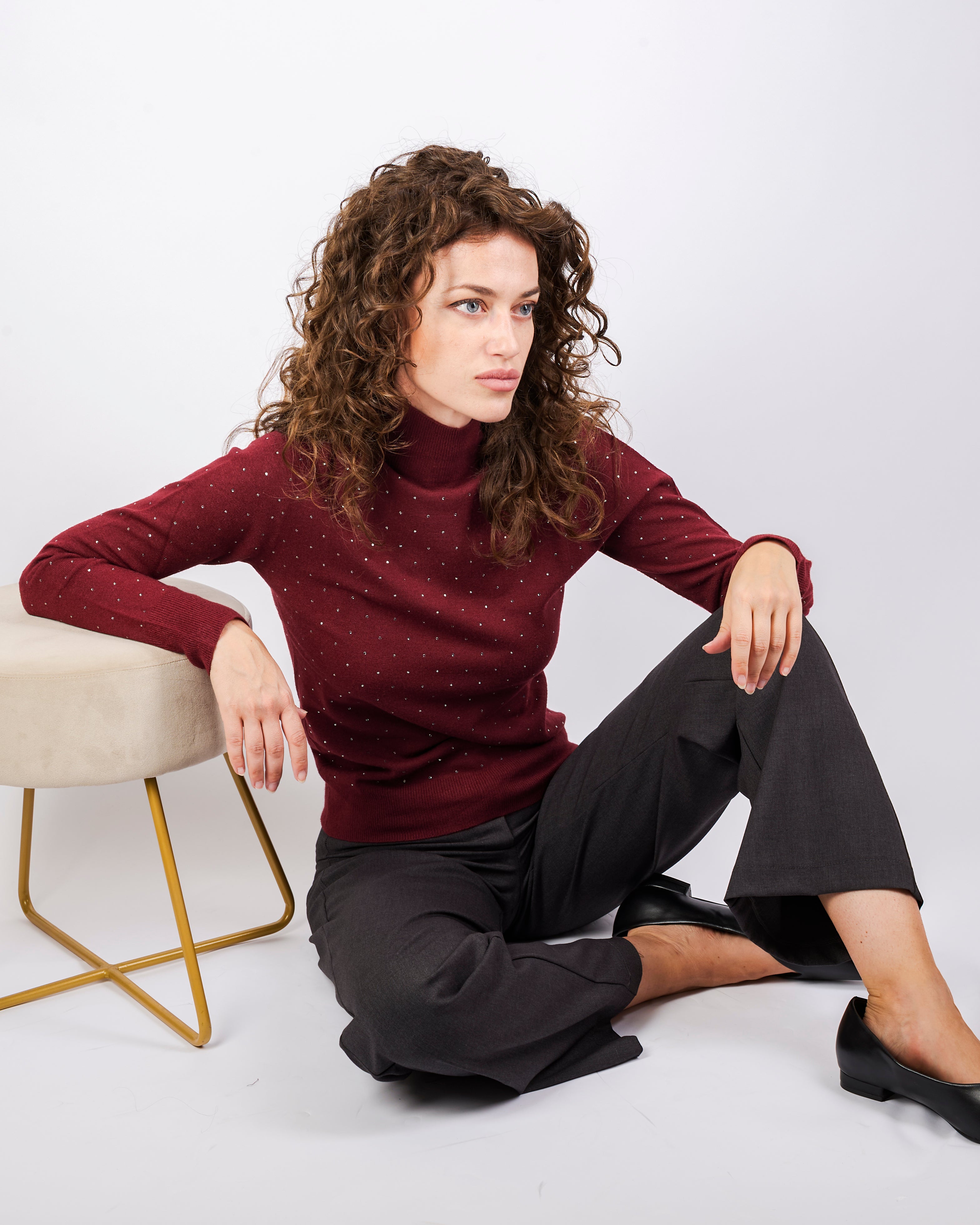 Pantalone fresco lana largo zip e bottone H143/25