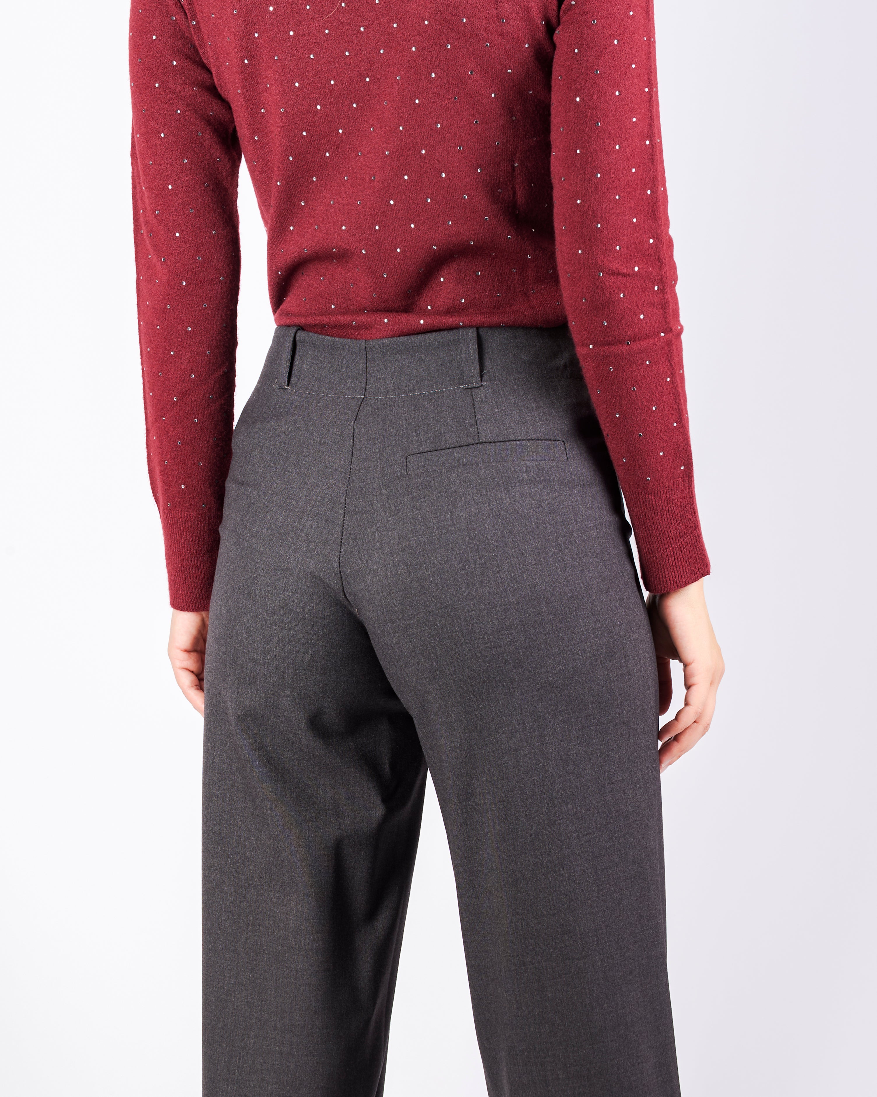 Pantalone fresco lana largo zip e bottone H143/25