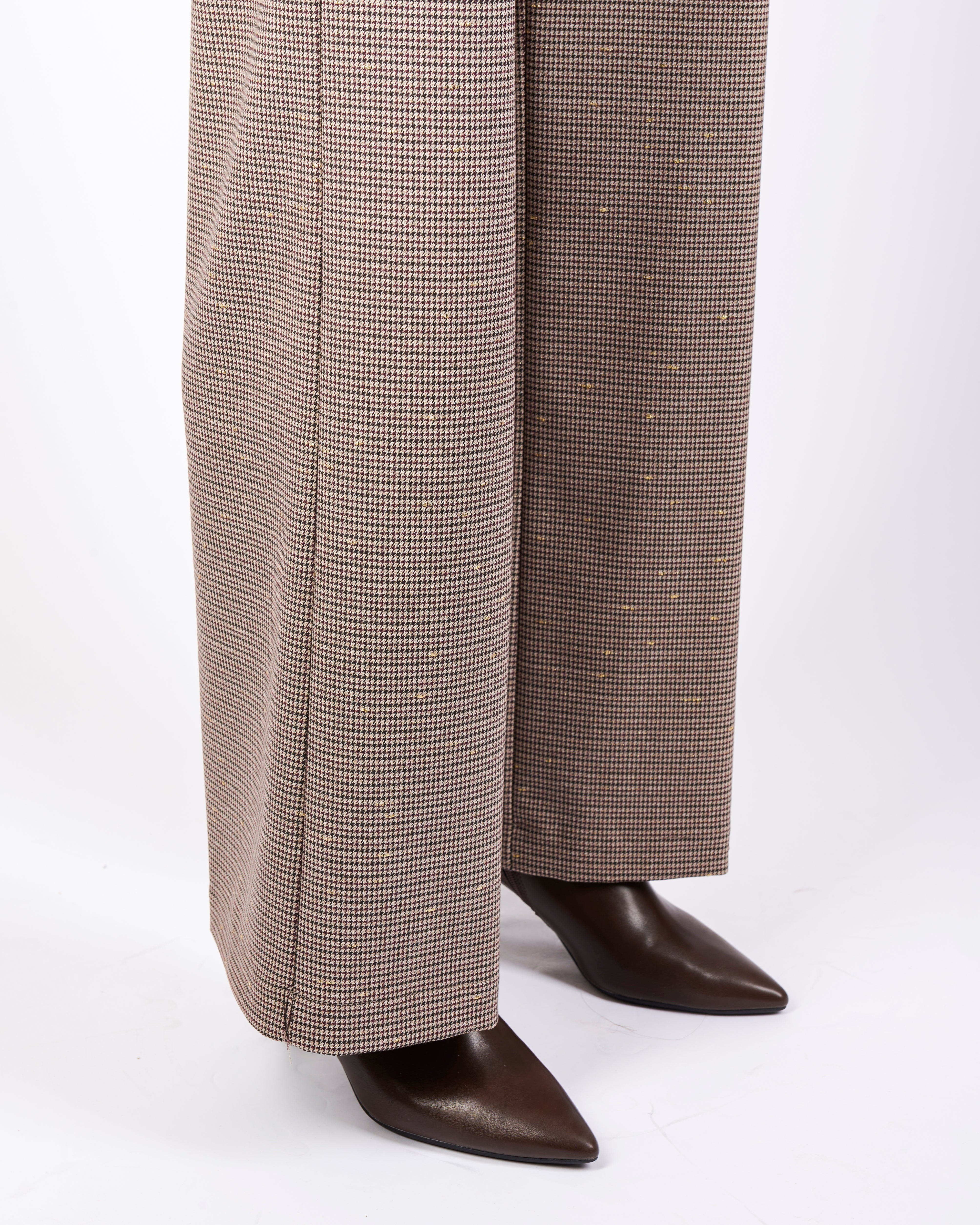Pantalone palazzo micro quadro paillettes RUBINO
