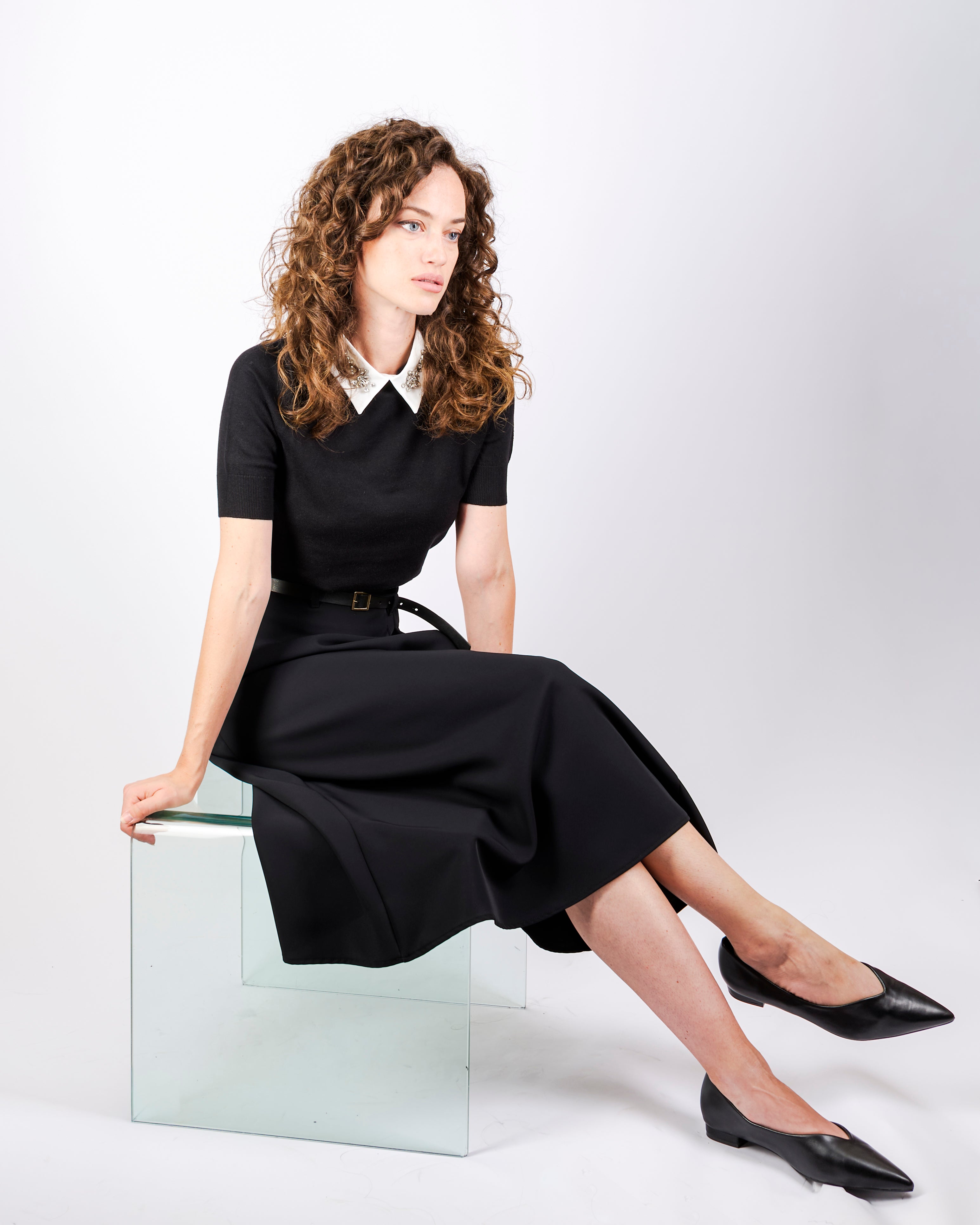 Maglia sottogiacca colletto strass W3056