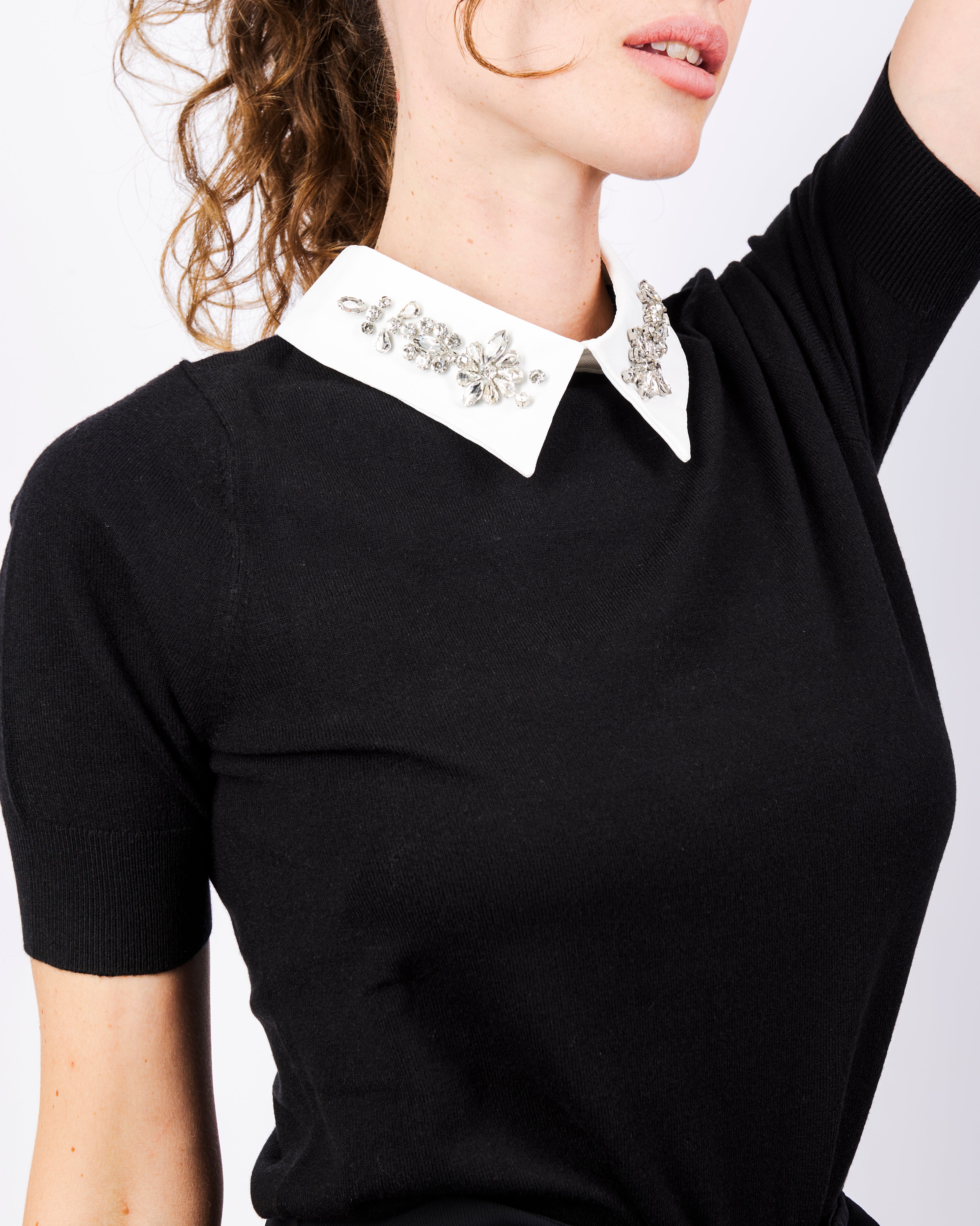 Maglia sottogiacca colletto strass W3056