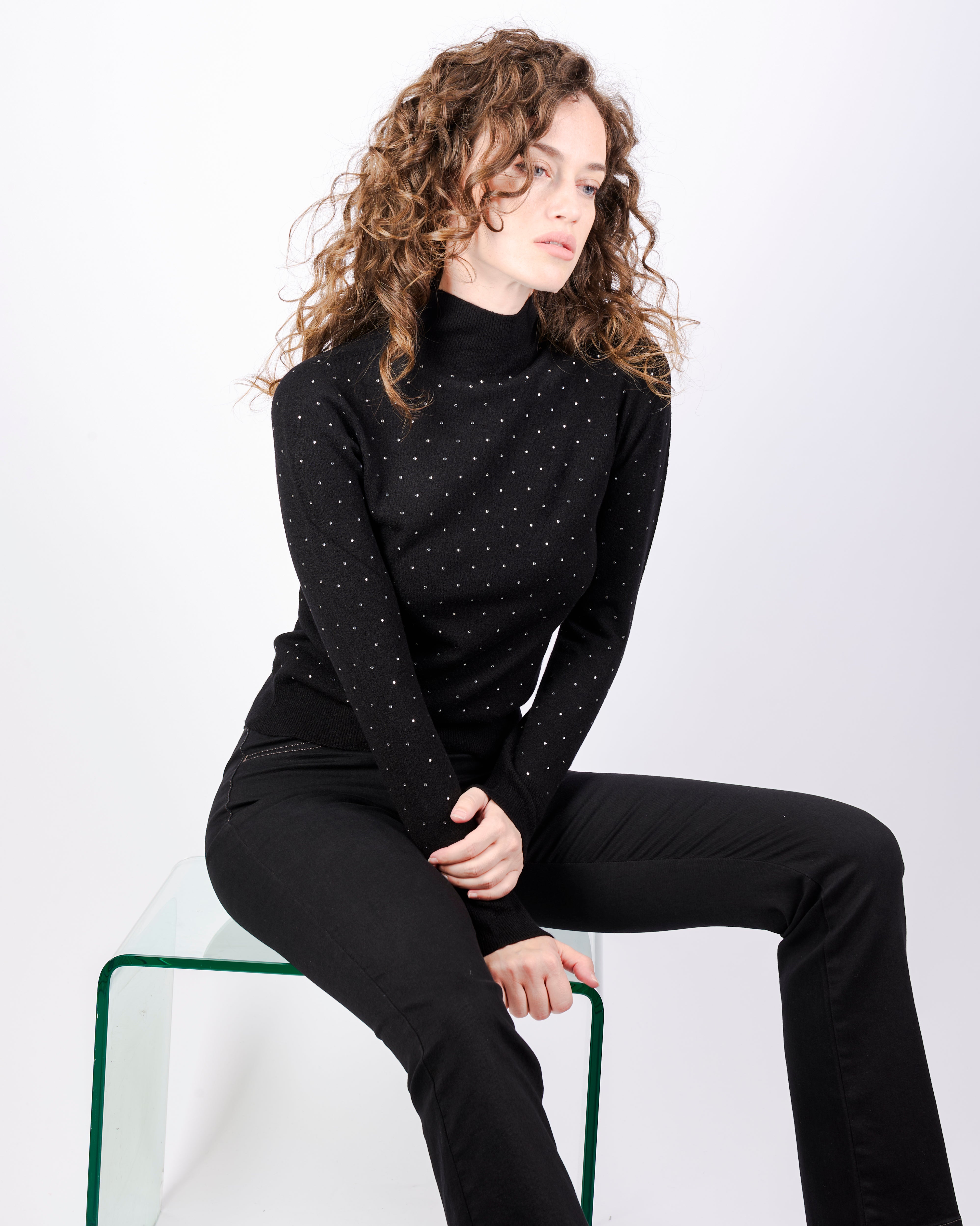 Maglia mezzo collo punti luce all over PA9043