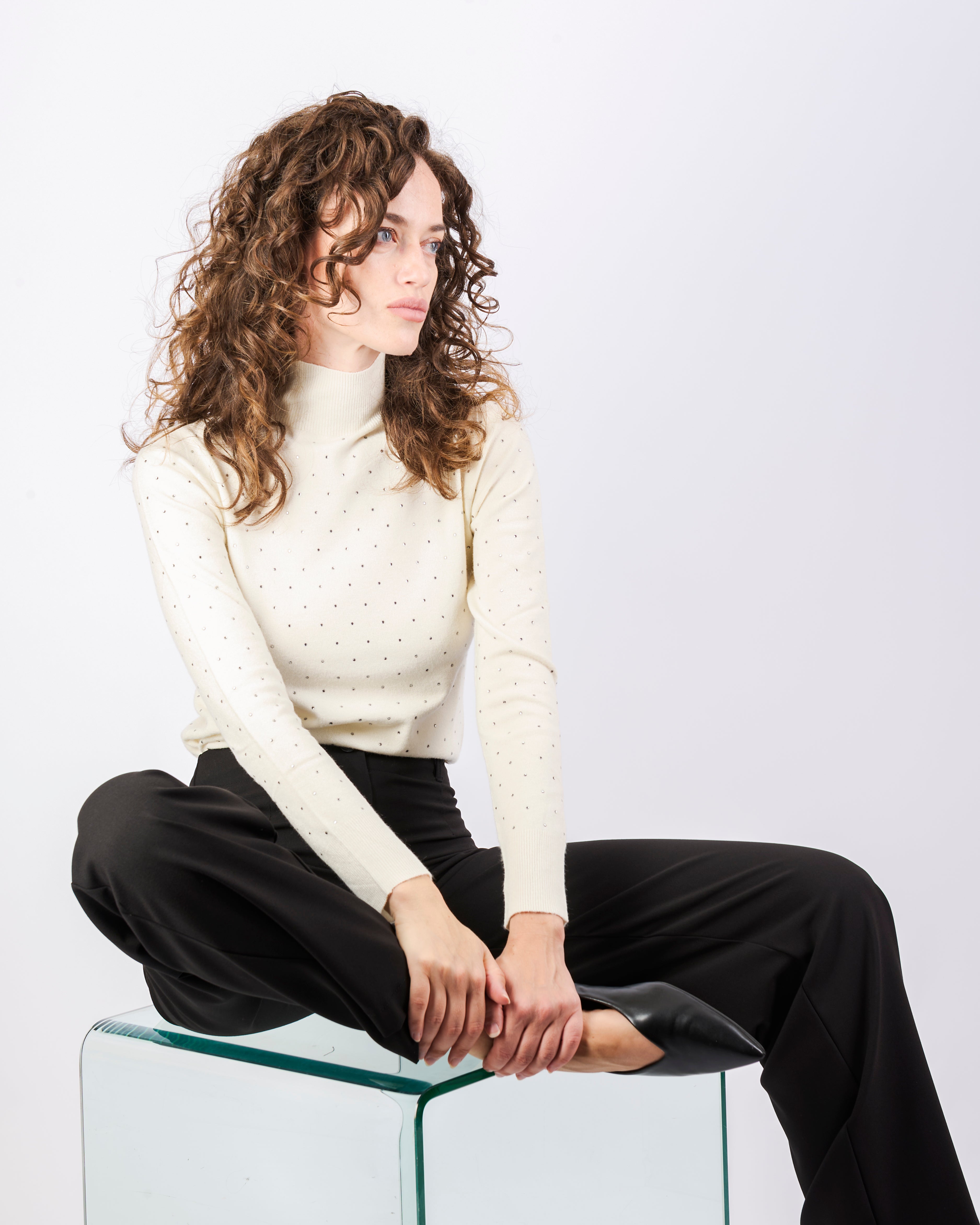 Pantalone fresco lana largo zip e bottone H143/25