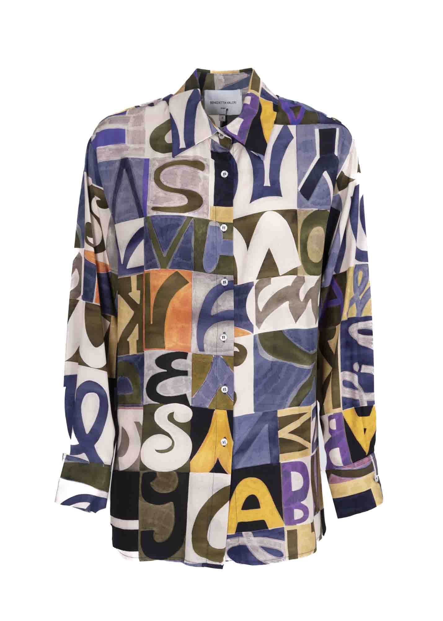 Camicia in viscosa fant lettering 23-638