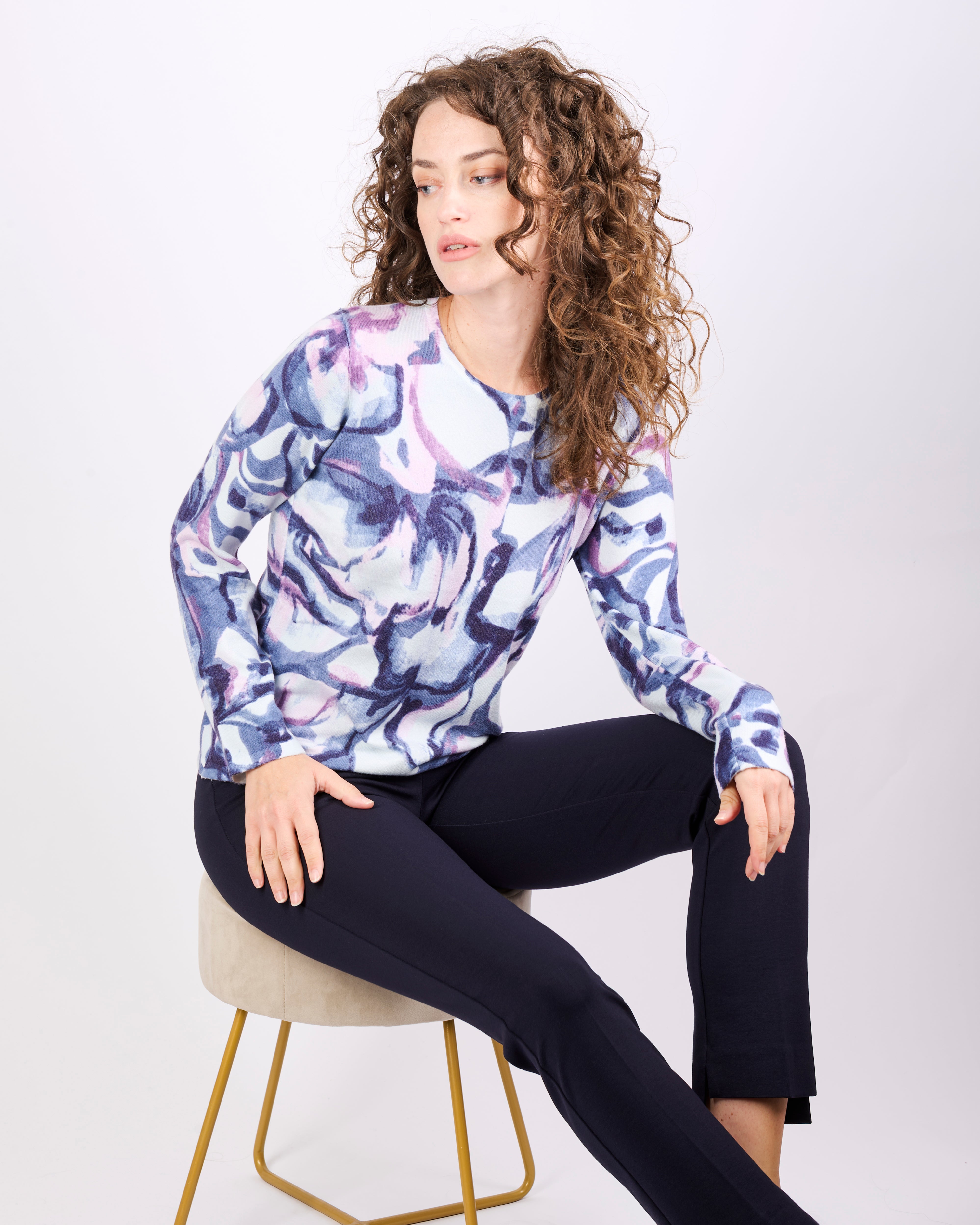 Girocollo stampa fiori acquerello 7867