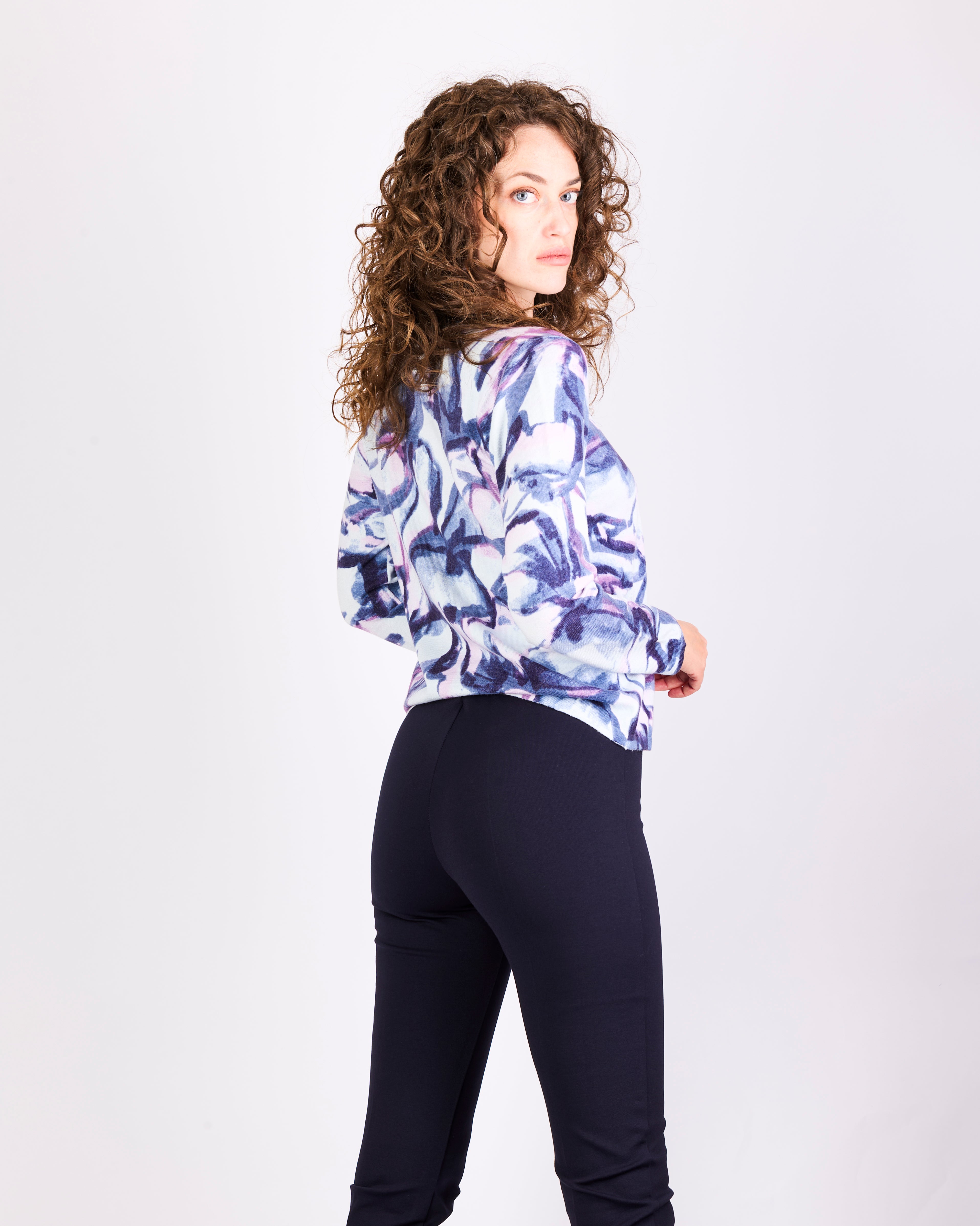 Girocollo stampa fiori acquerello 7867