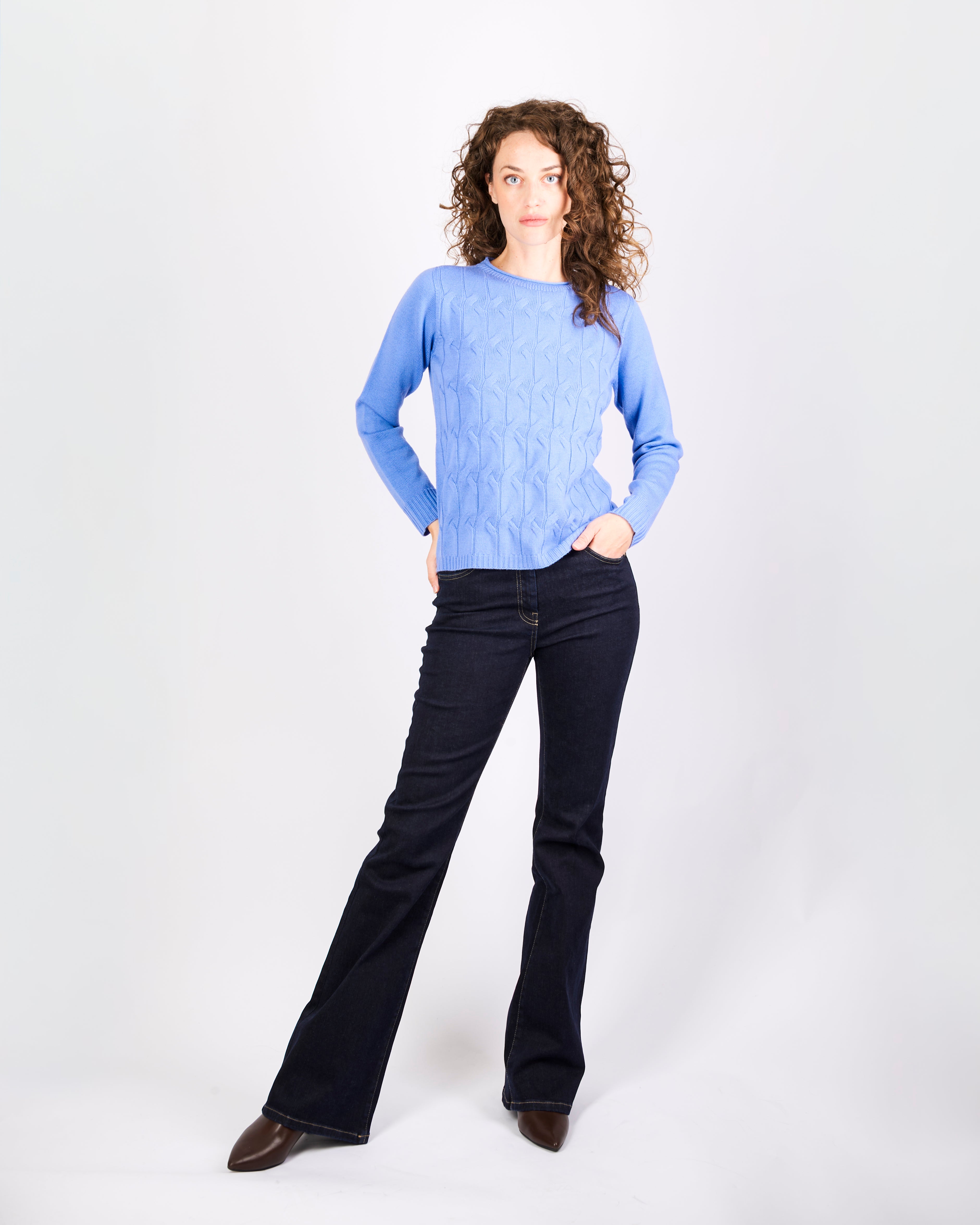 Girocollo trecce davanti pura lana CL2238