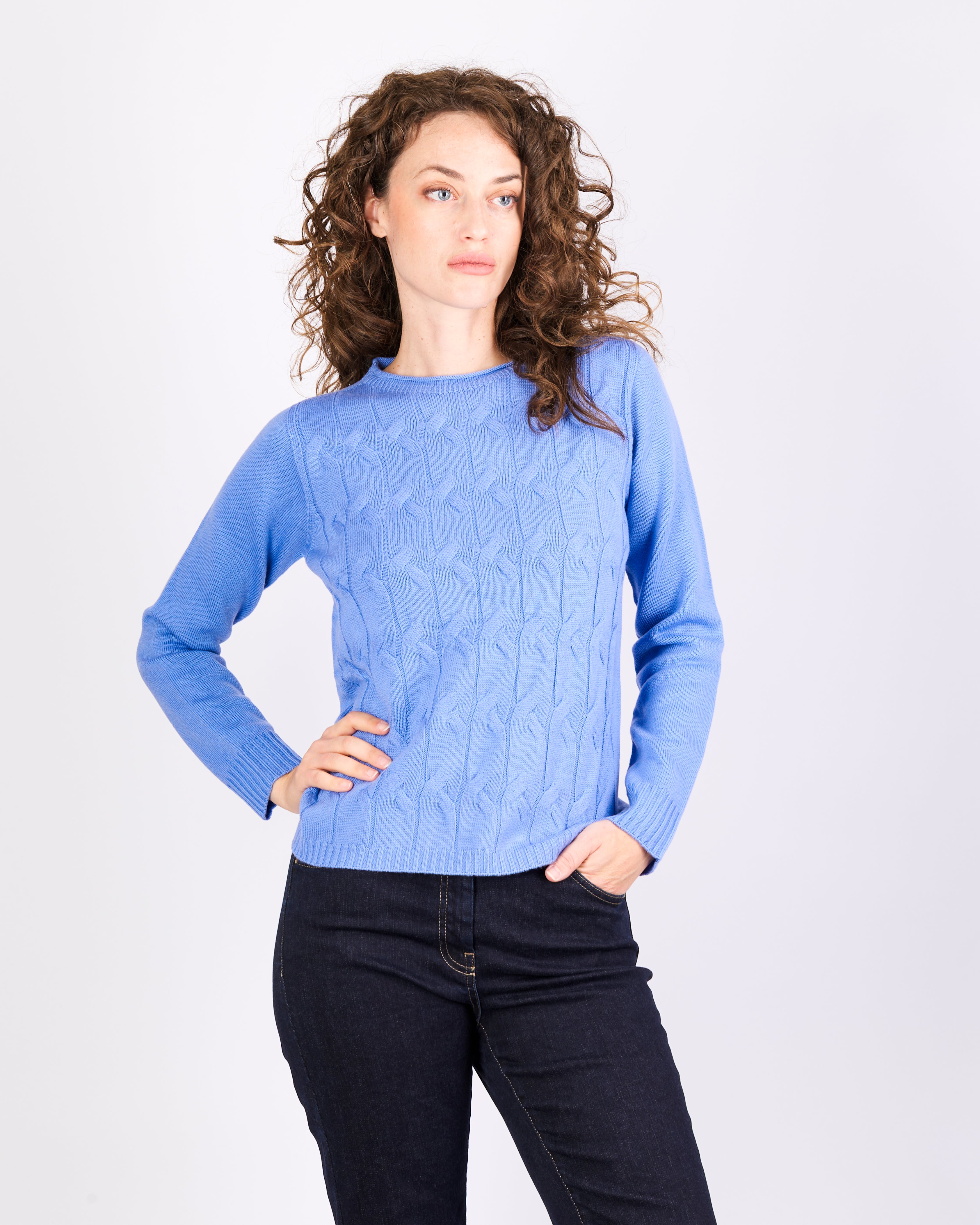 Girocollo trecce davanti pura lana CL2238