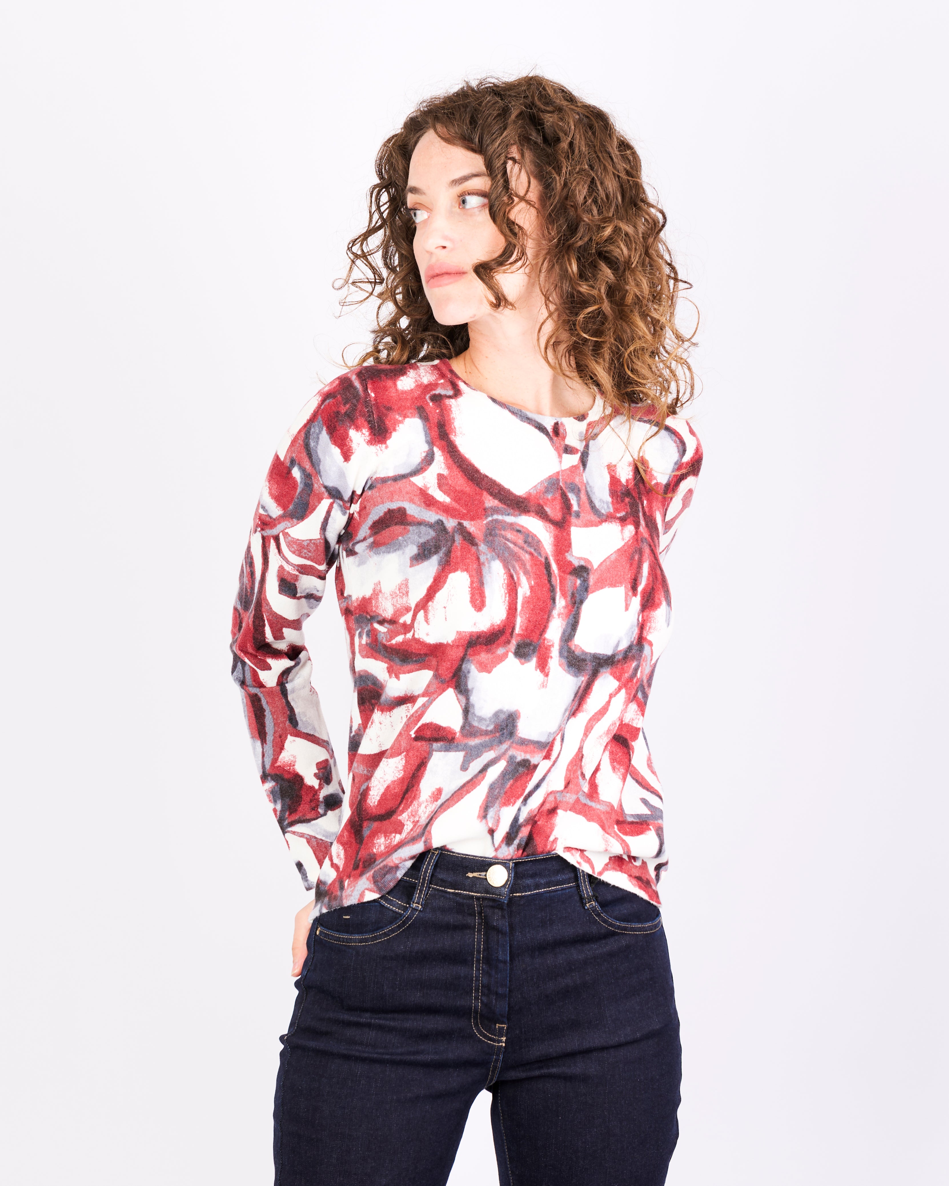 Girocollo stampa fiori acquerello 7867