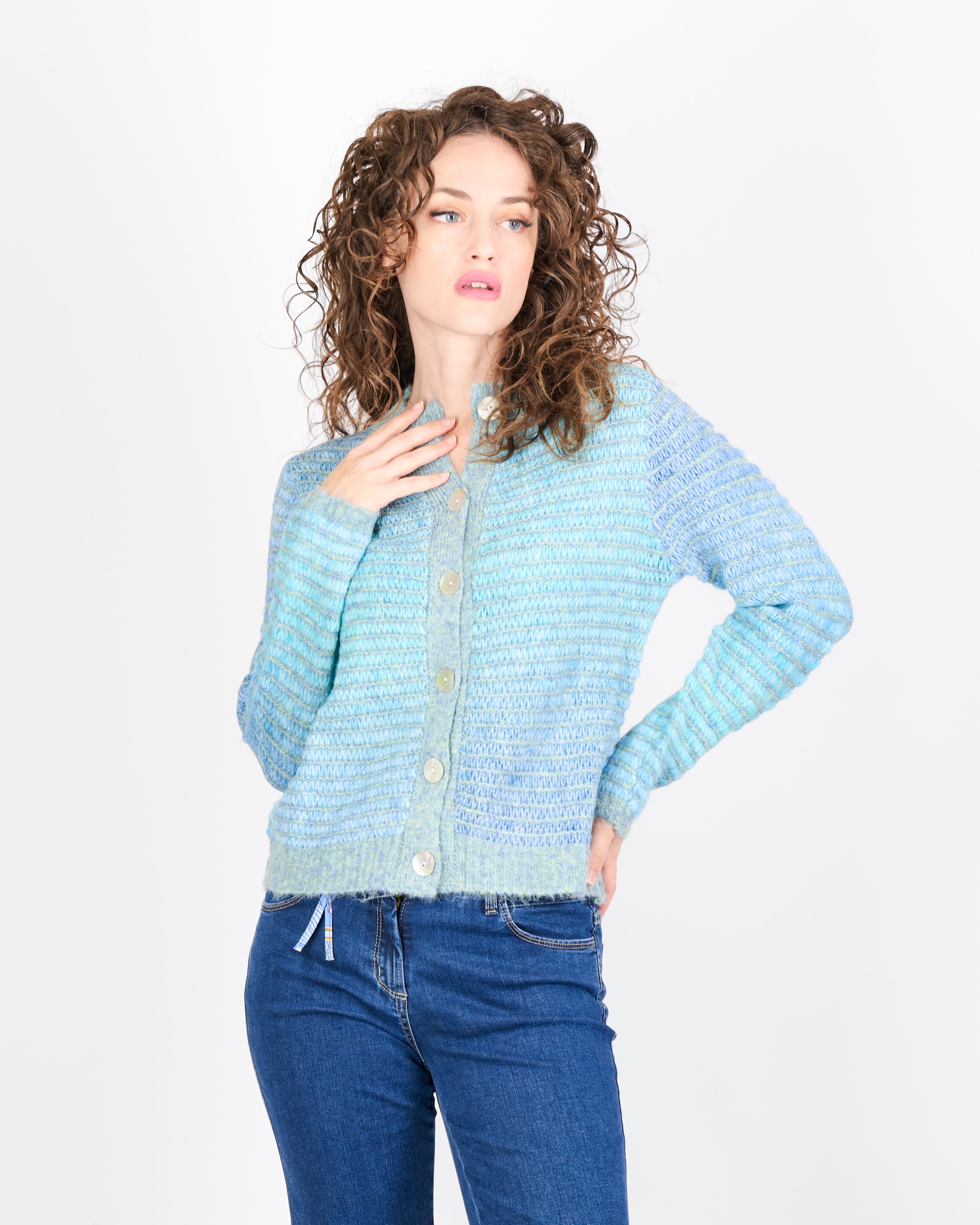 Maglia aperta bottoni punto micro 5461