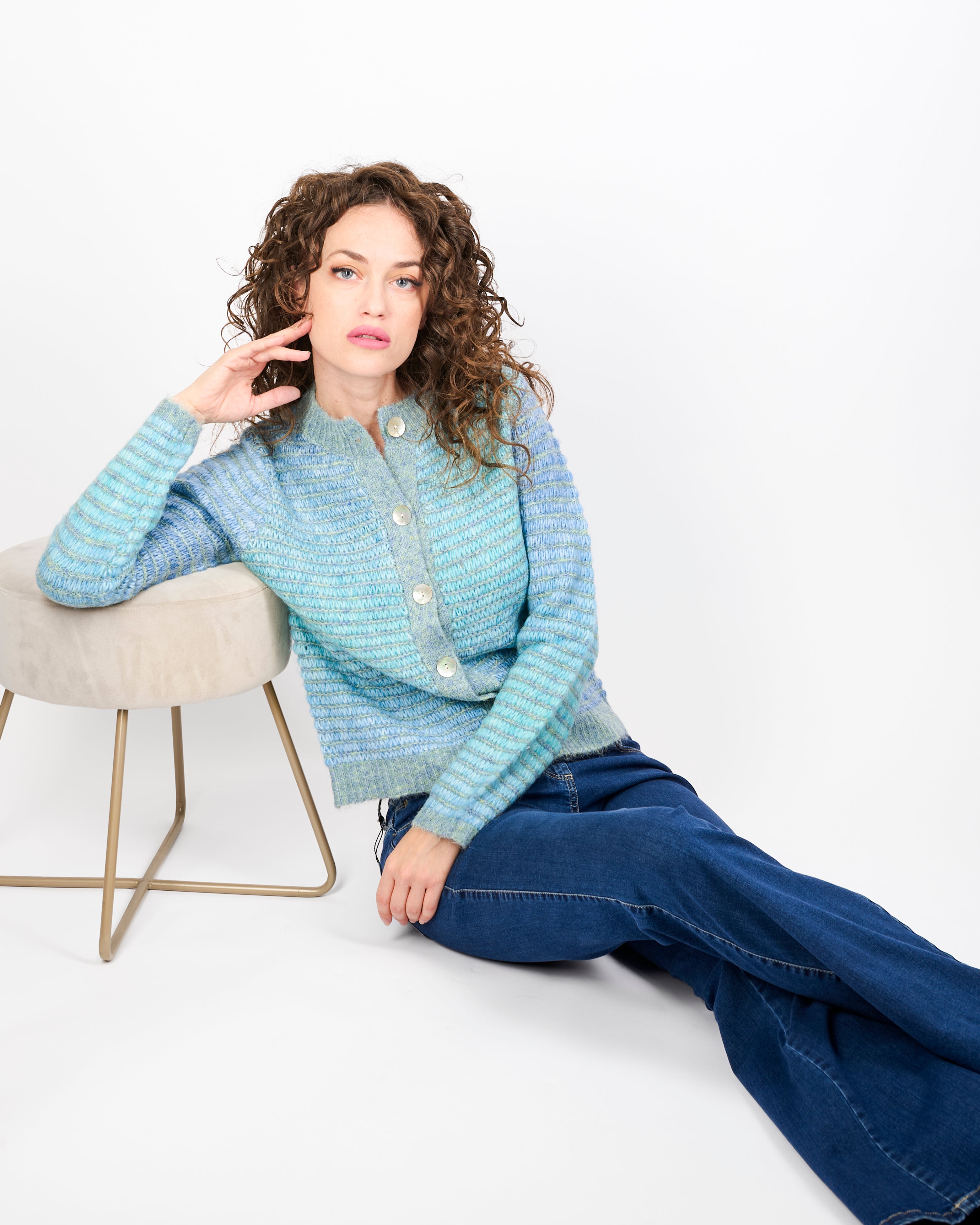 Maglia aperta bottoni punto micro 5461