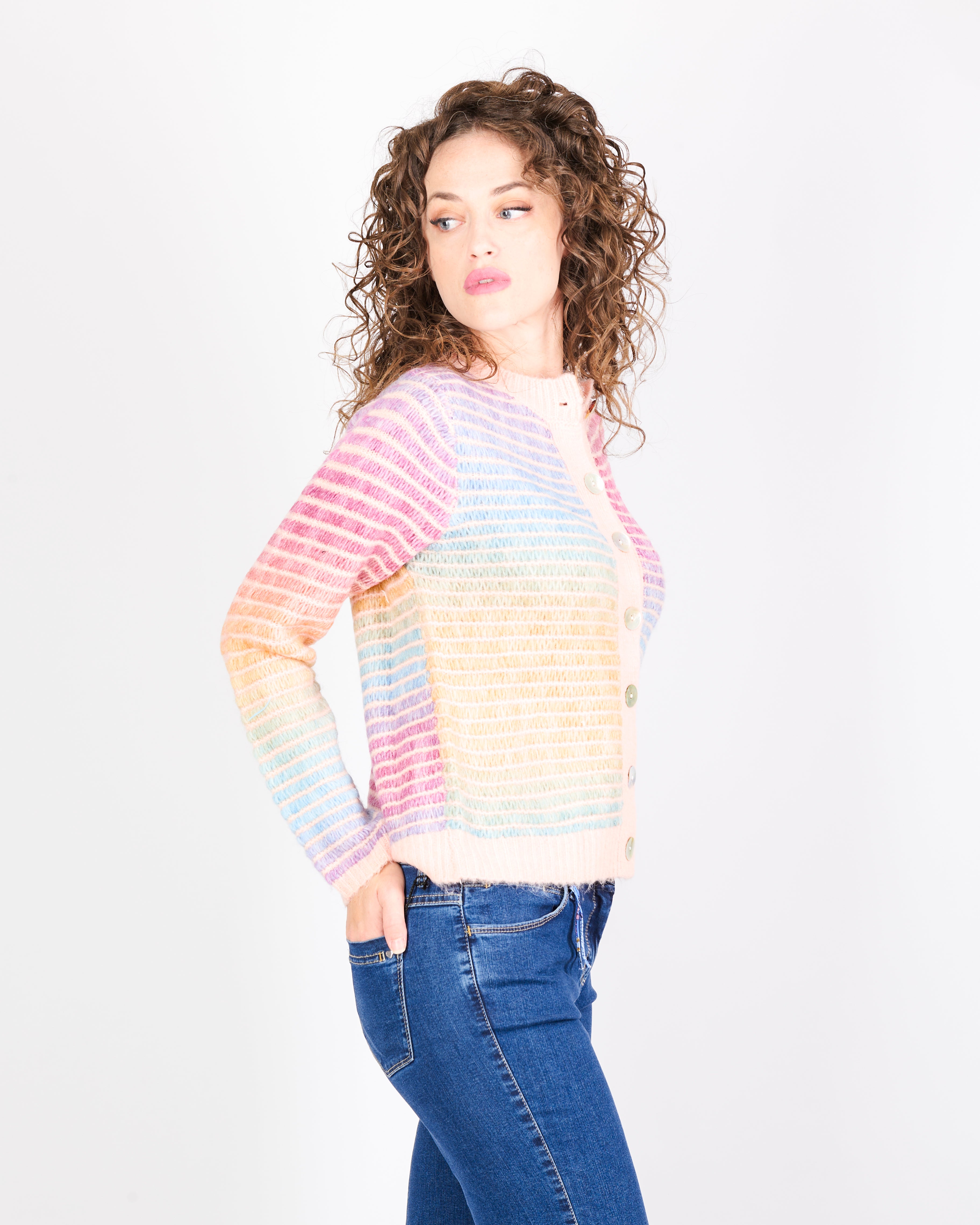 Maglia aperta bottoni punto micro 5461