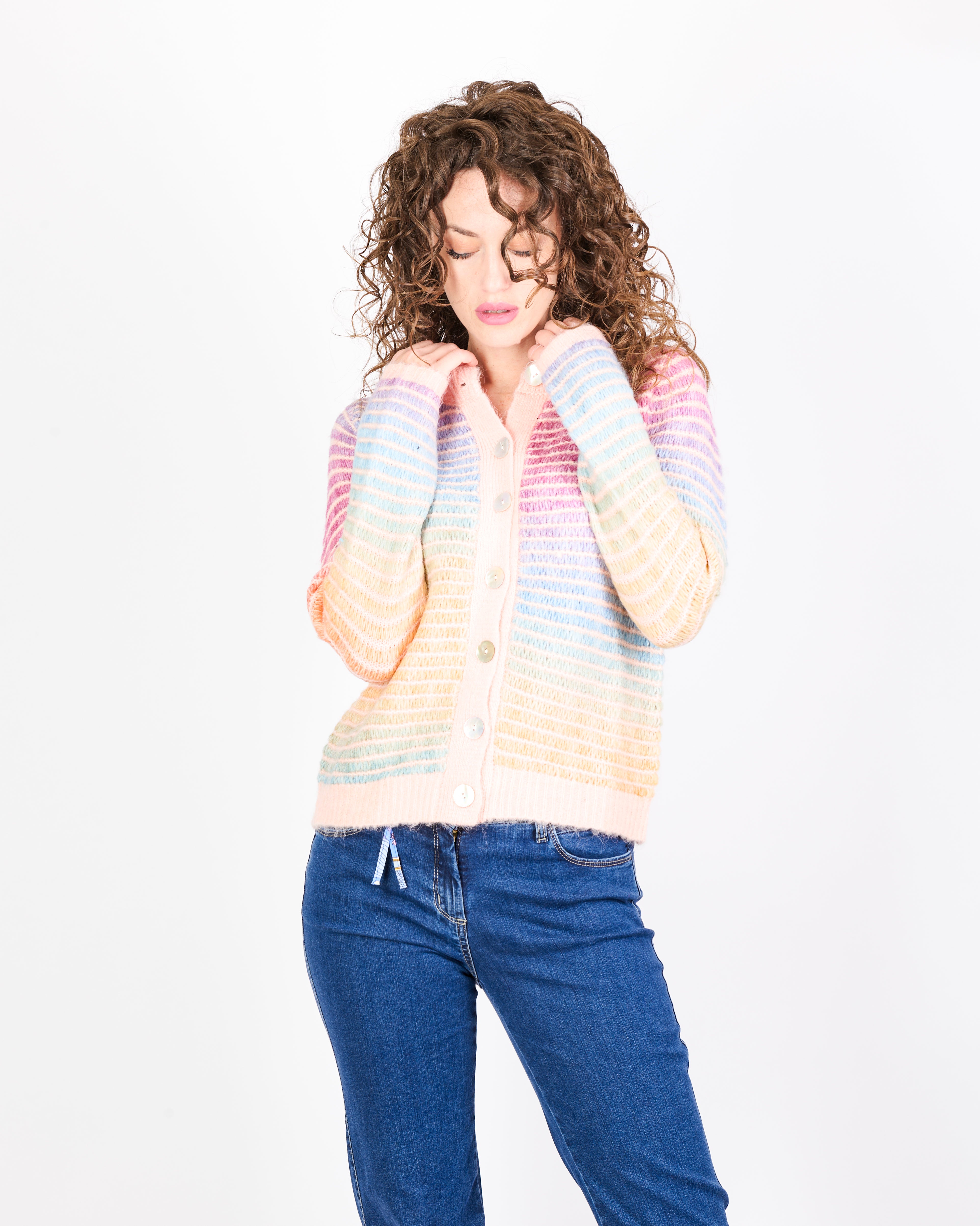 Maglia aperta bottoni punto micro 5461