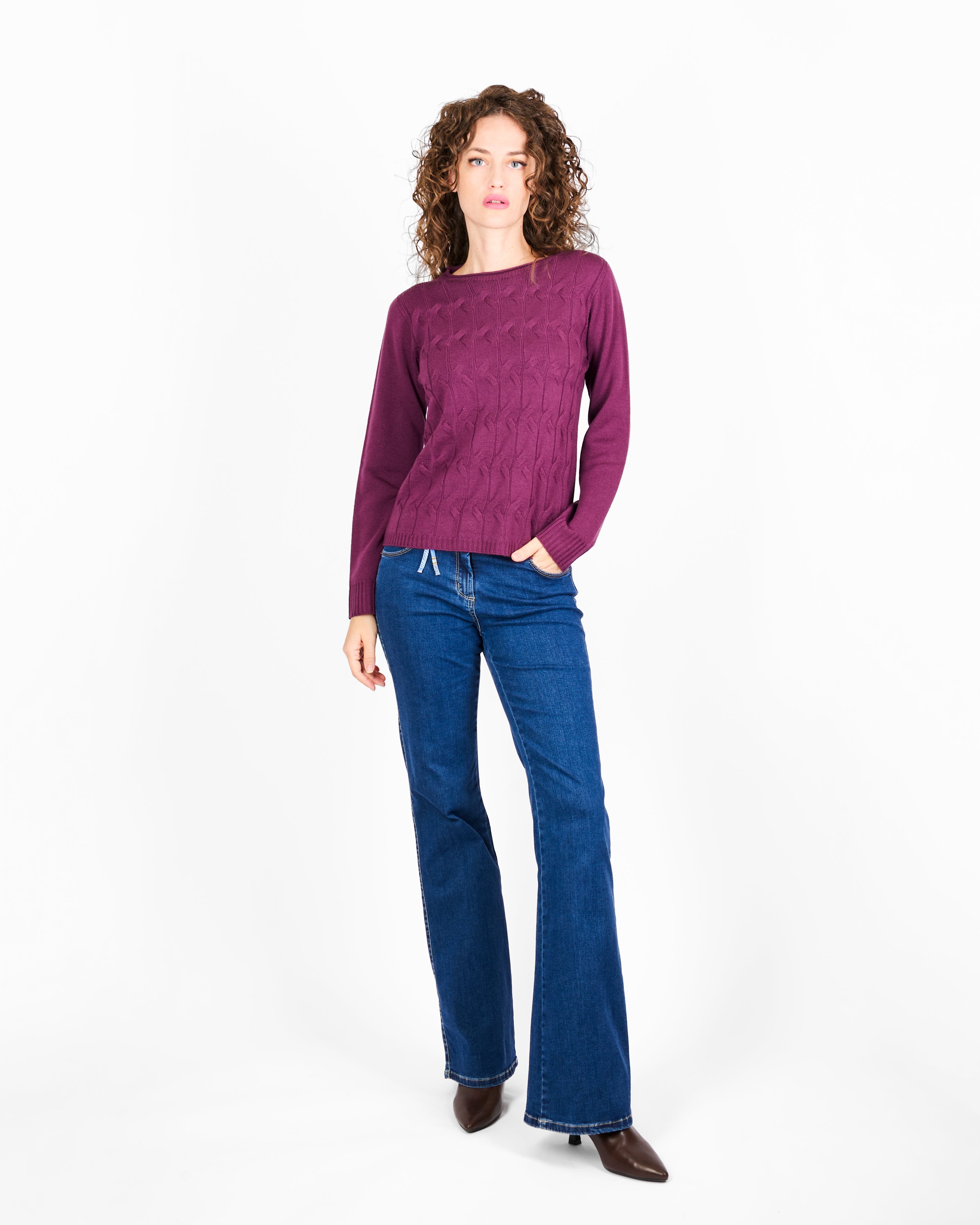 Girocollo trecce davanti pura lana CL2238