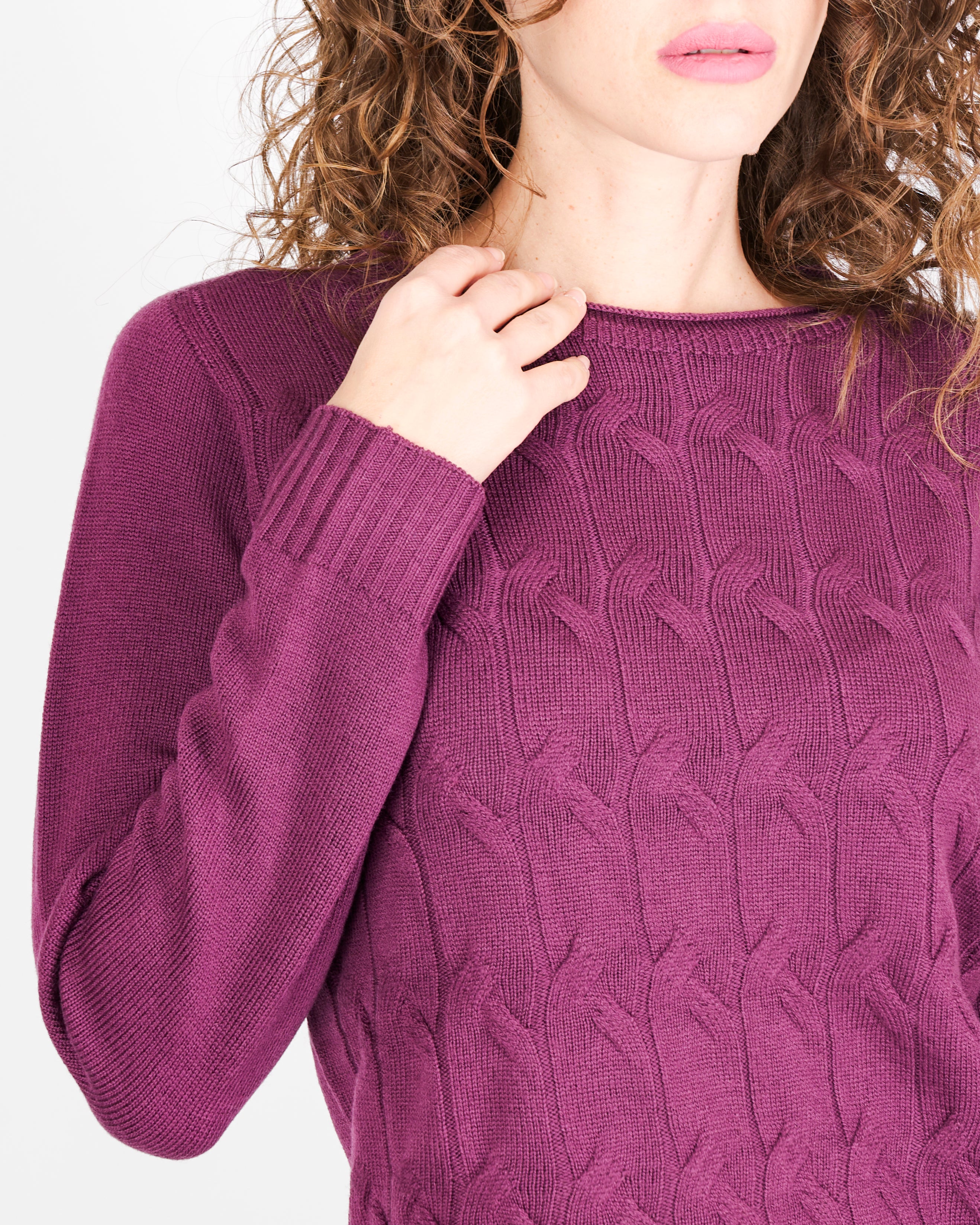 Girocollo trecce davanti pura lana CL2238
