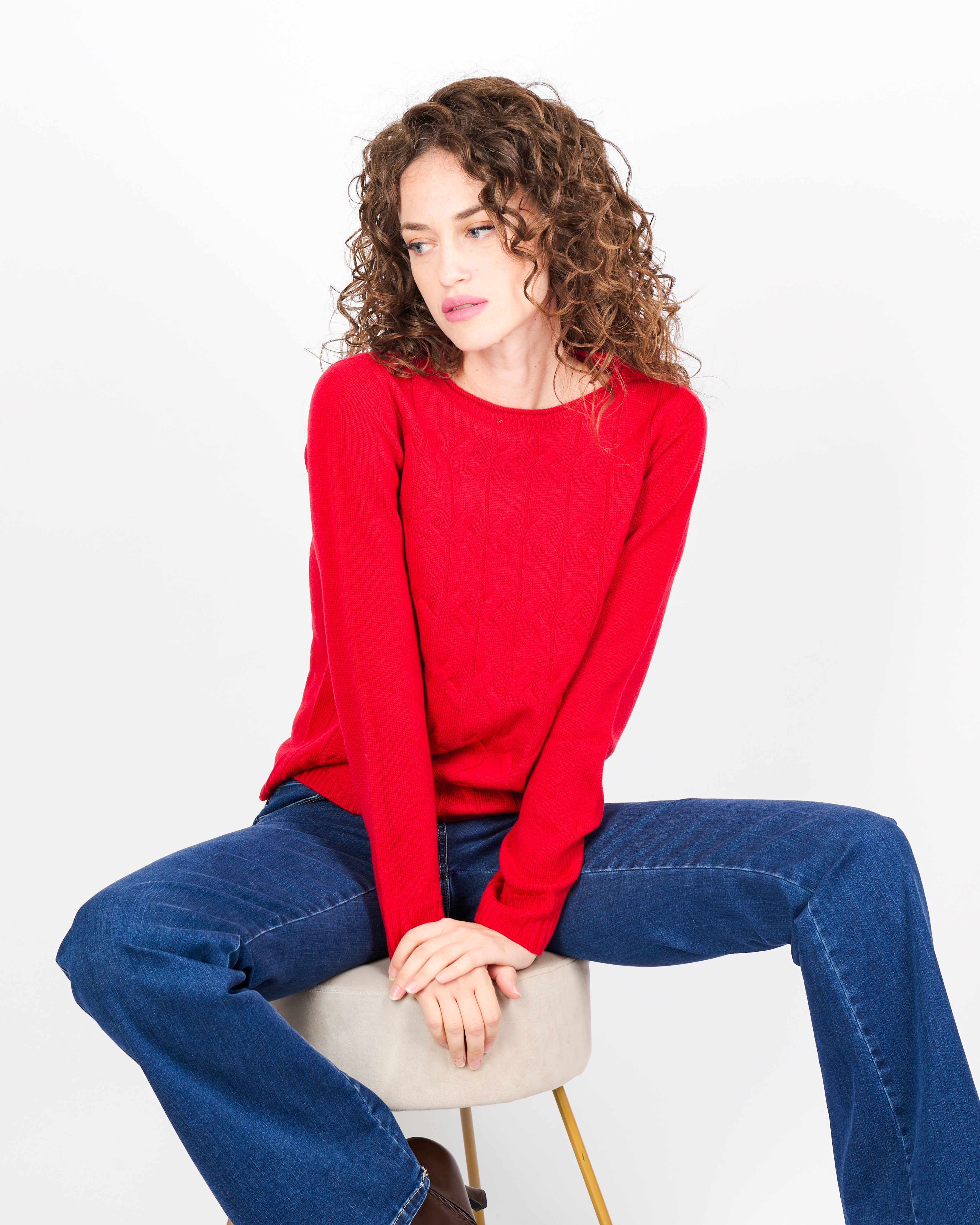 Girocollo trecce davanti pura lana CL2238