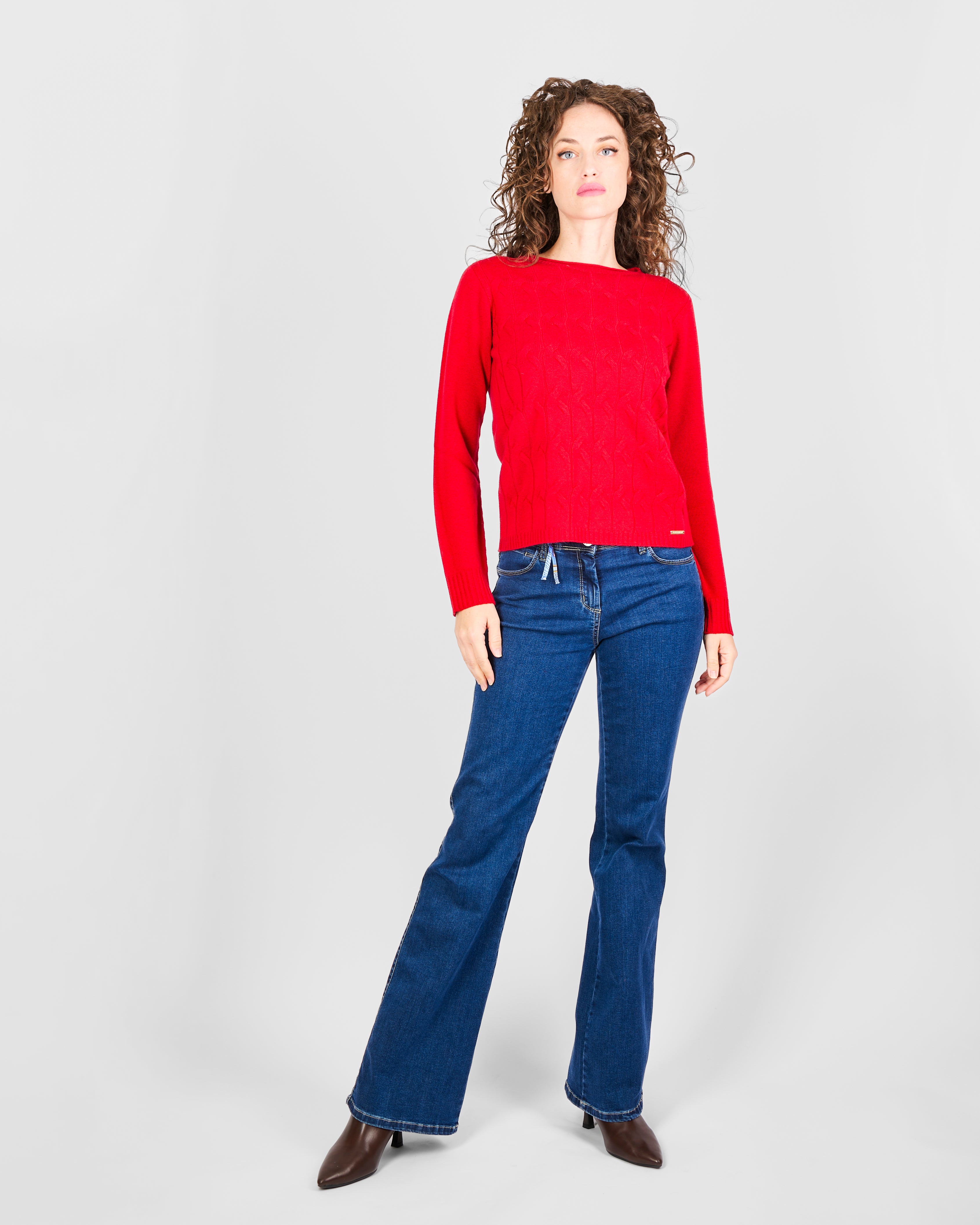 Girocollo trecce davanti pura lana CL2238