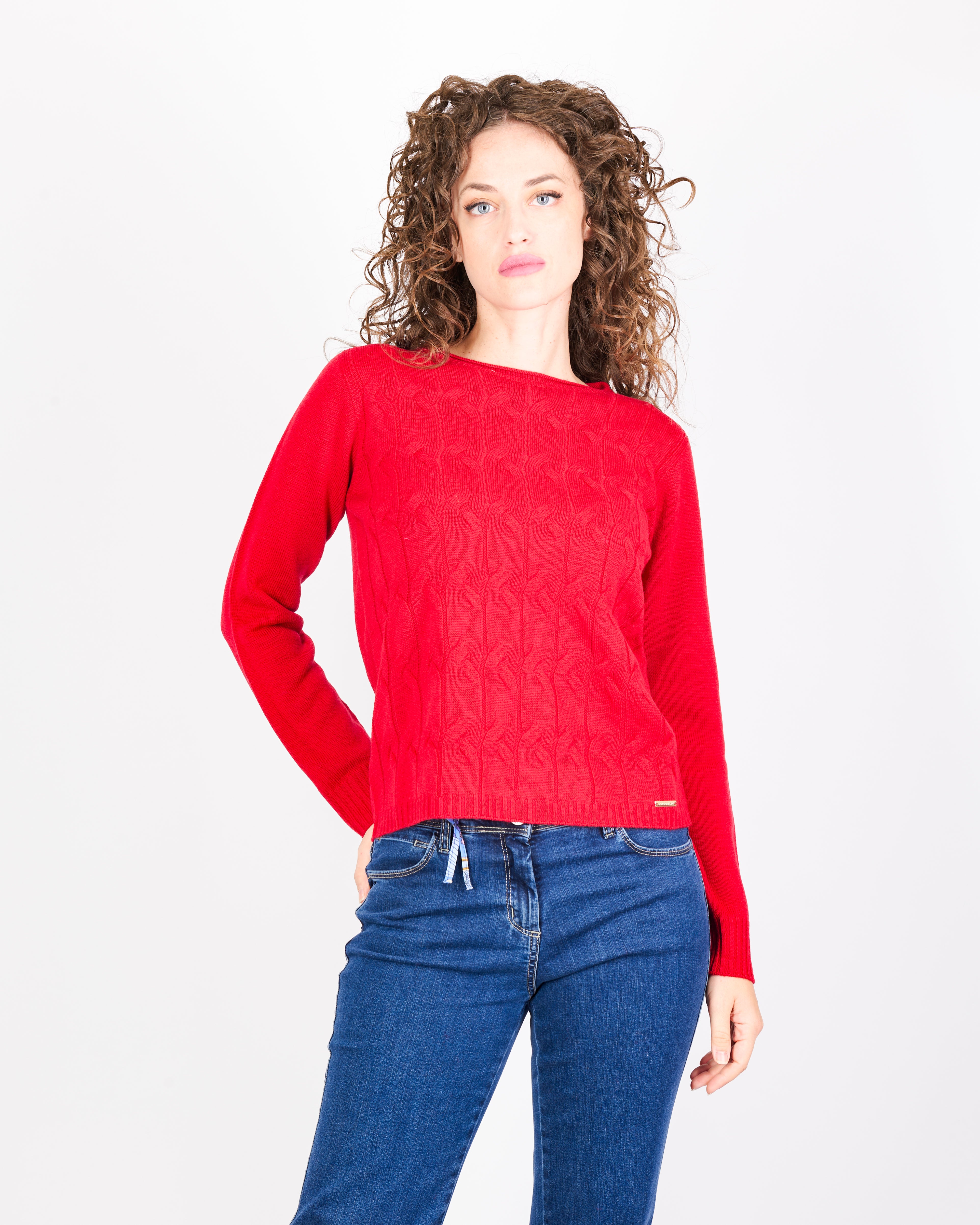 Girocollo trecce davanti pura lana CL2238