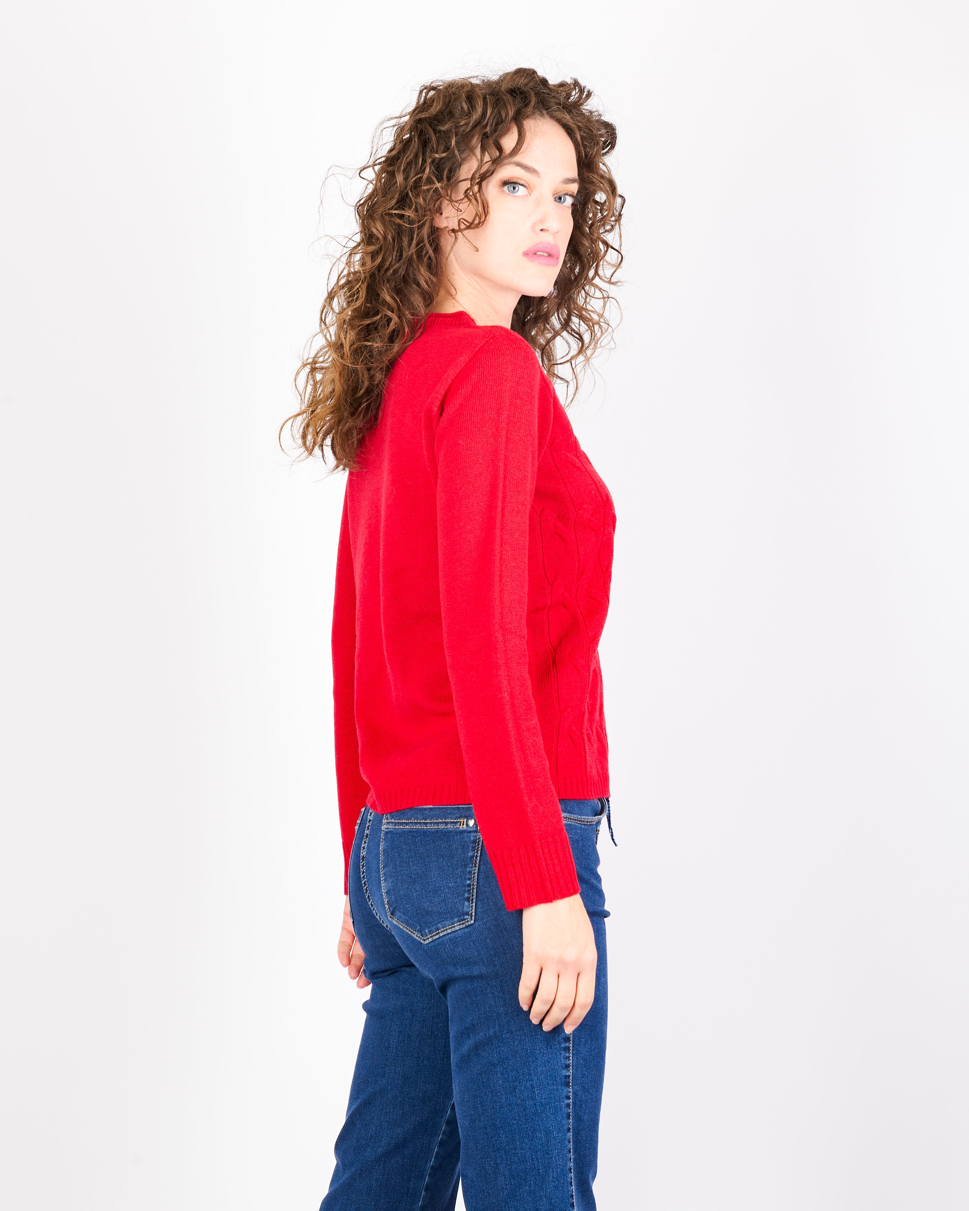 Girocollo trecce davanti pura lana CL2238