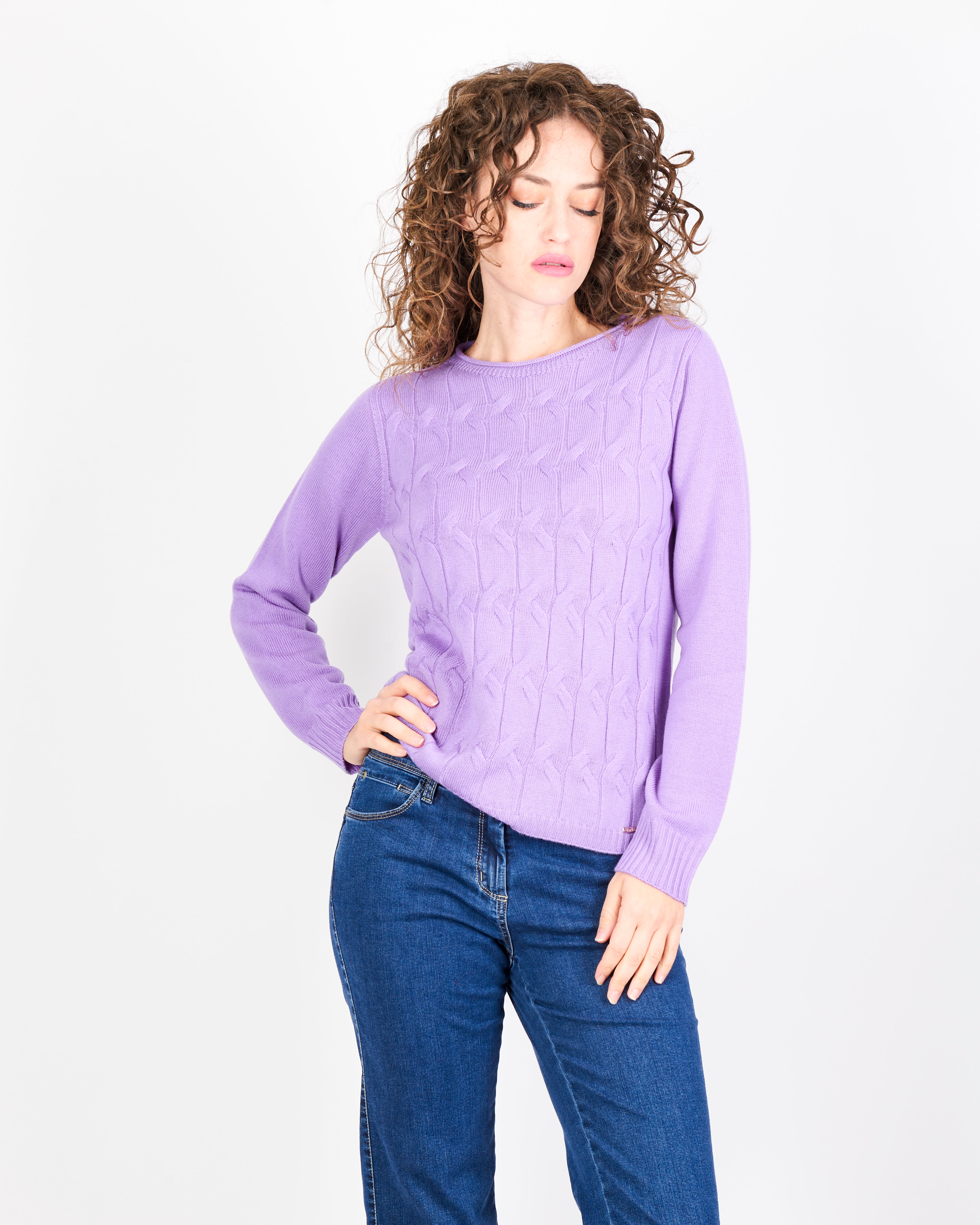 Girocollo trecce davanti pura lana CL2238