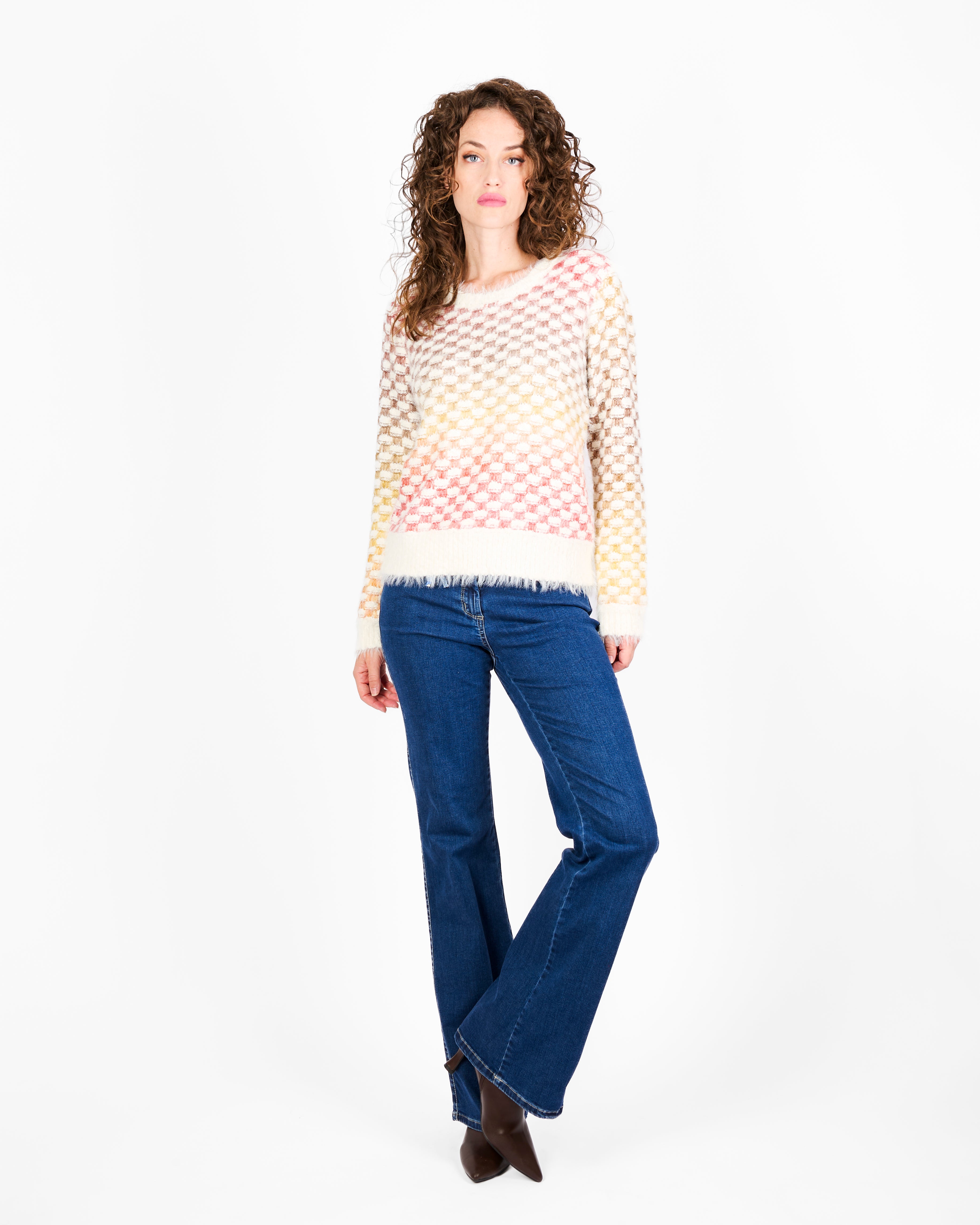 Girocollo punto quadretto