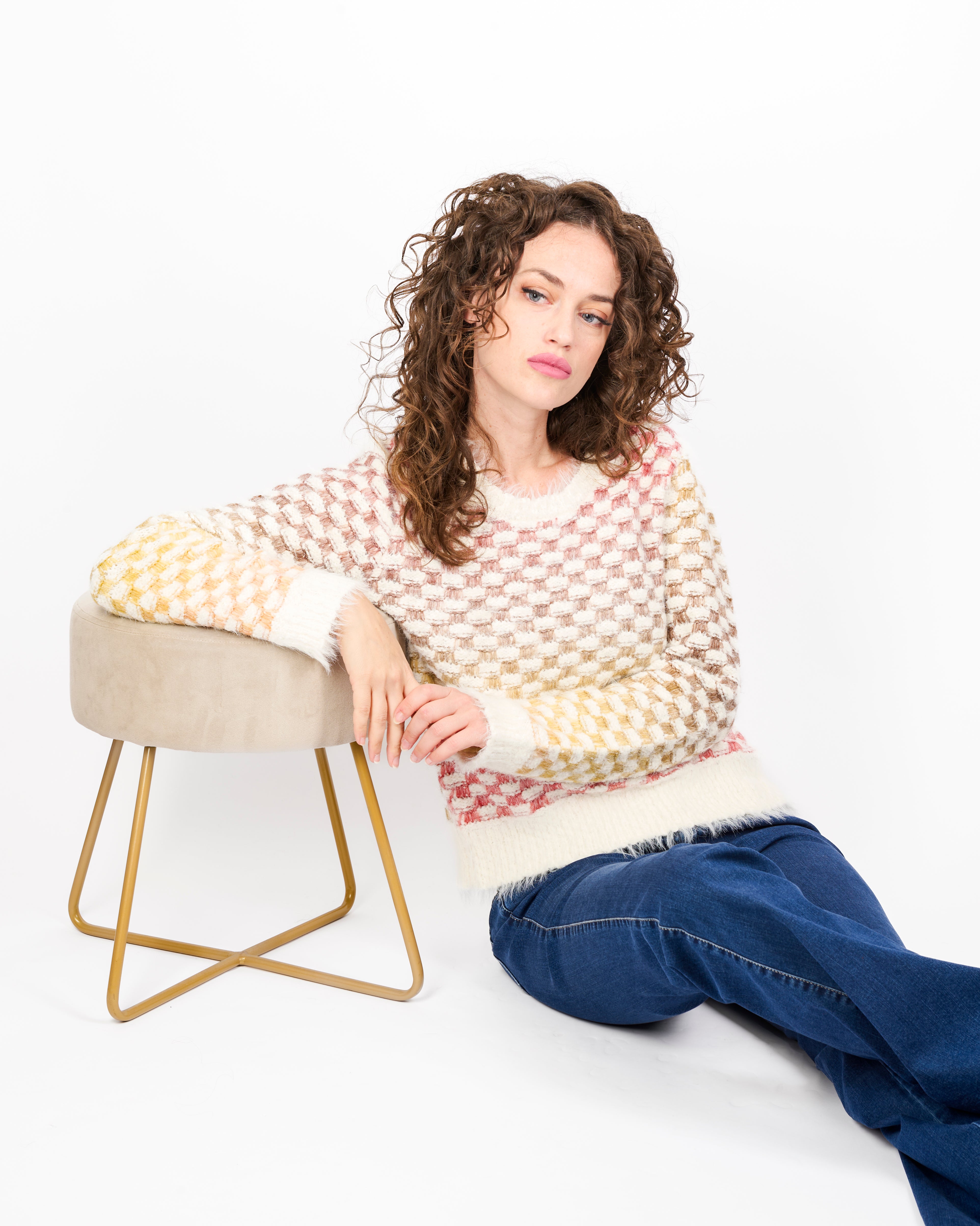 Girocollo punto quadretto