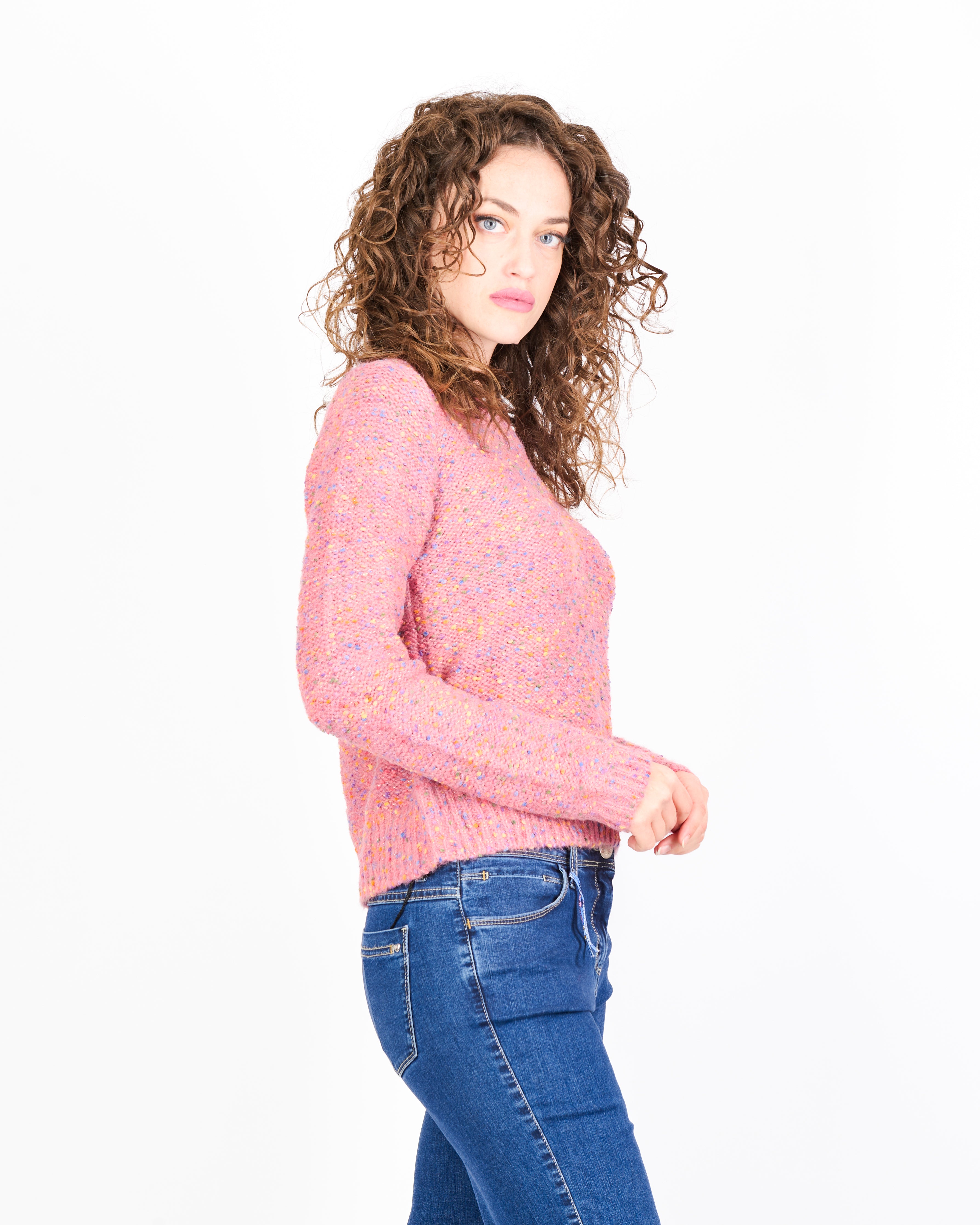 Maglia girocollo filo bottonato 5400