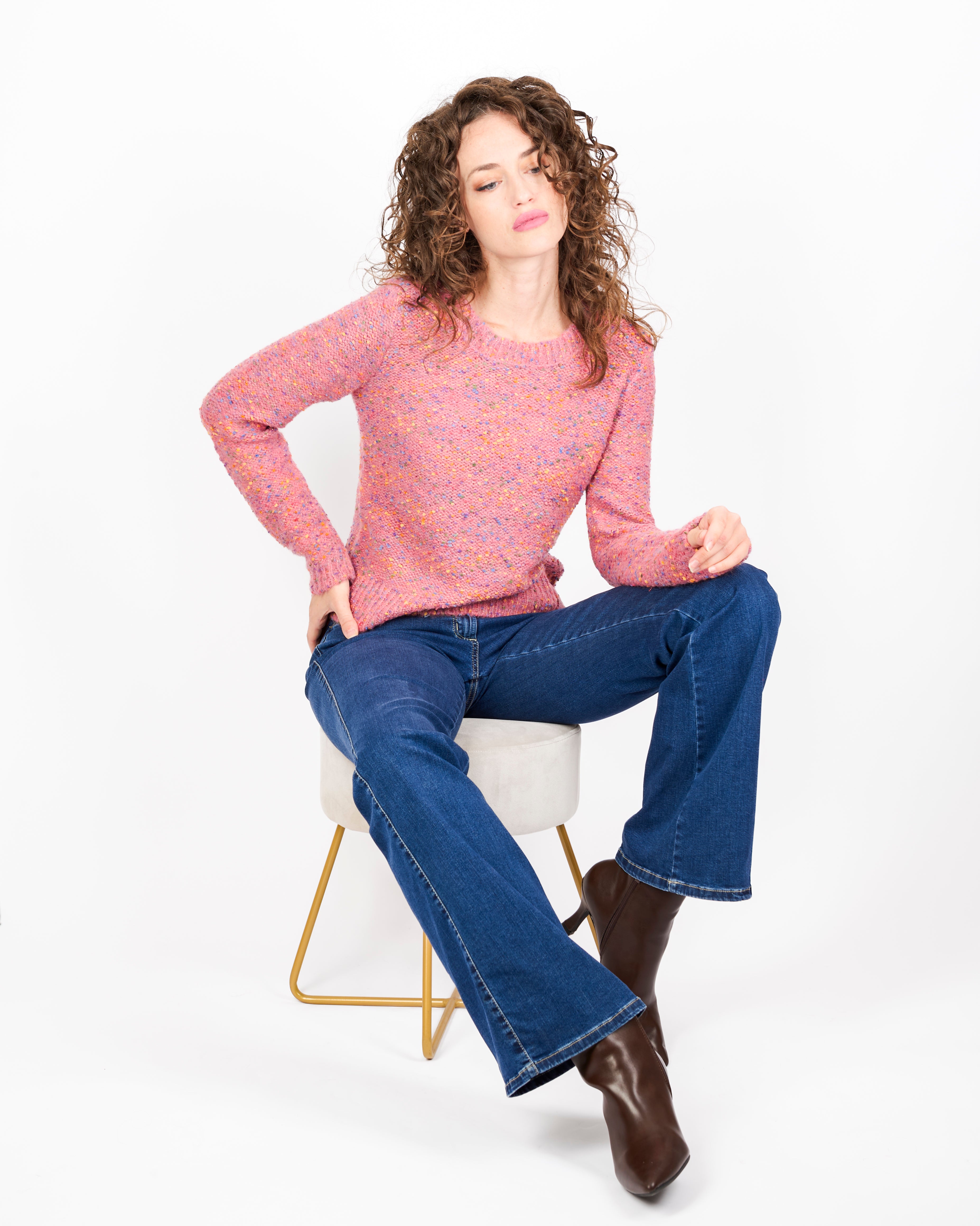 Maglia girocollo filo bottonato 5400